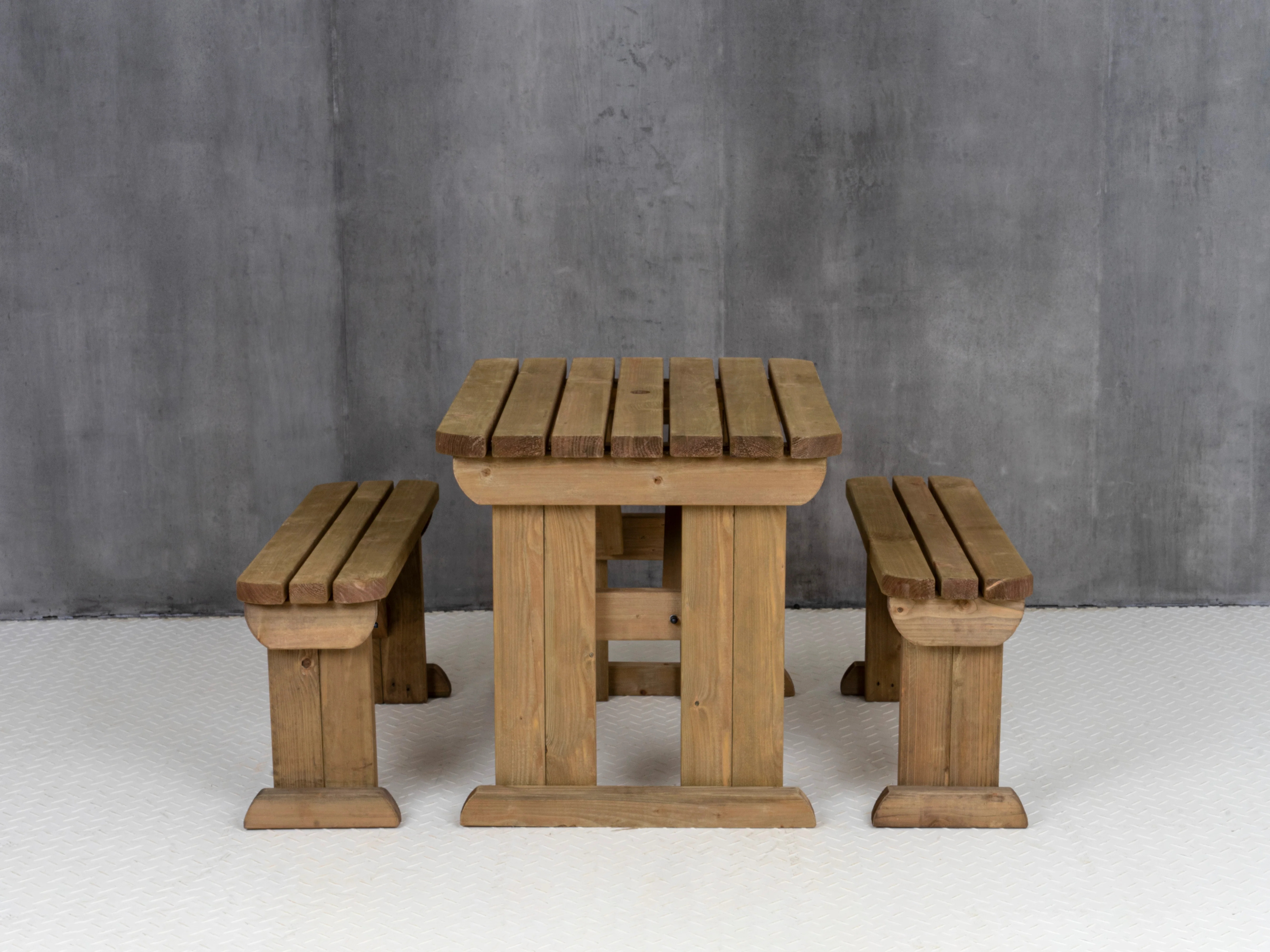 Aspen Rounded Picnic Table and Benches Set - Rustic Finish - Image 12