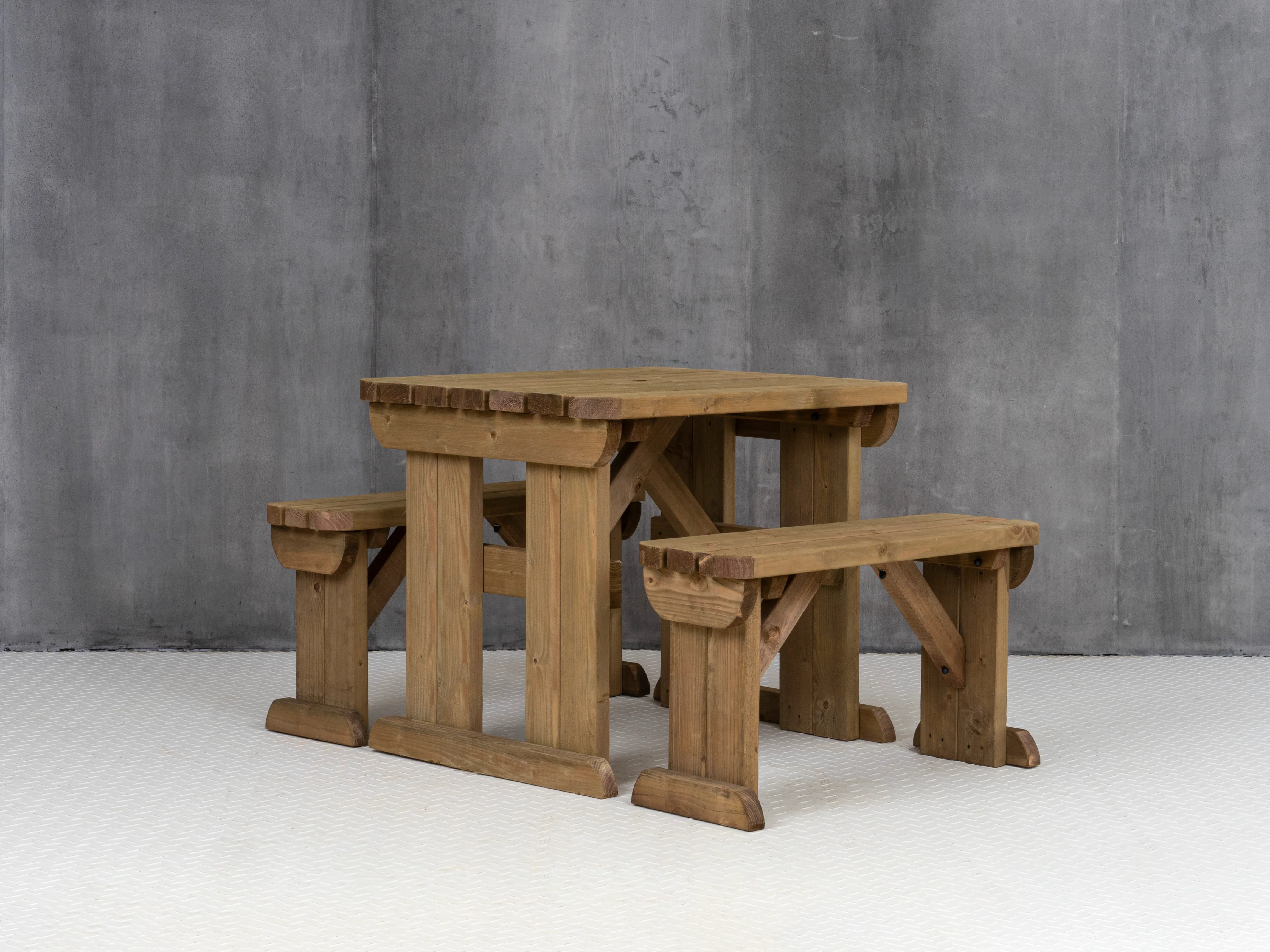 Aspen Rounded Picnic Table and Benches Set - Rustic Finish - Image 13
