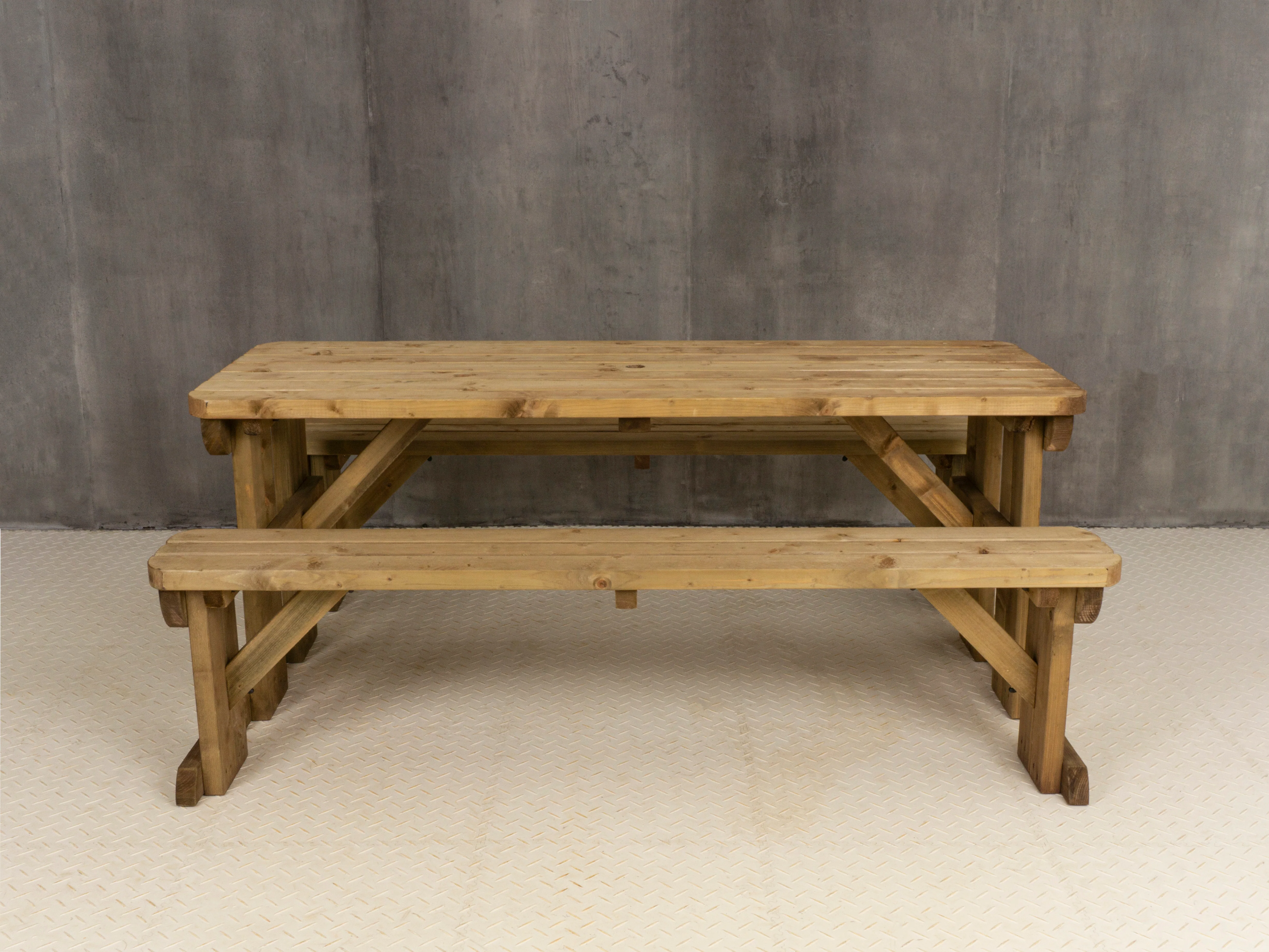 Aspen Rounded Picnic Table and Benches Set - Rustic Finish - Image 16