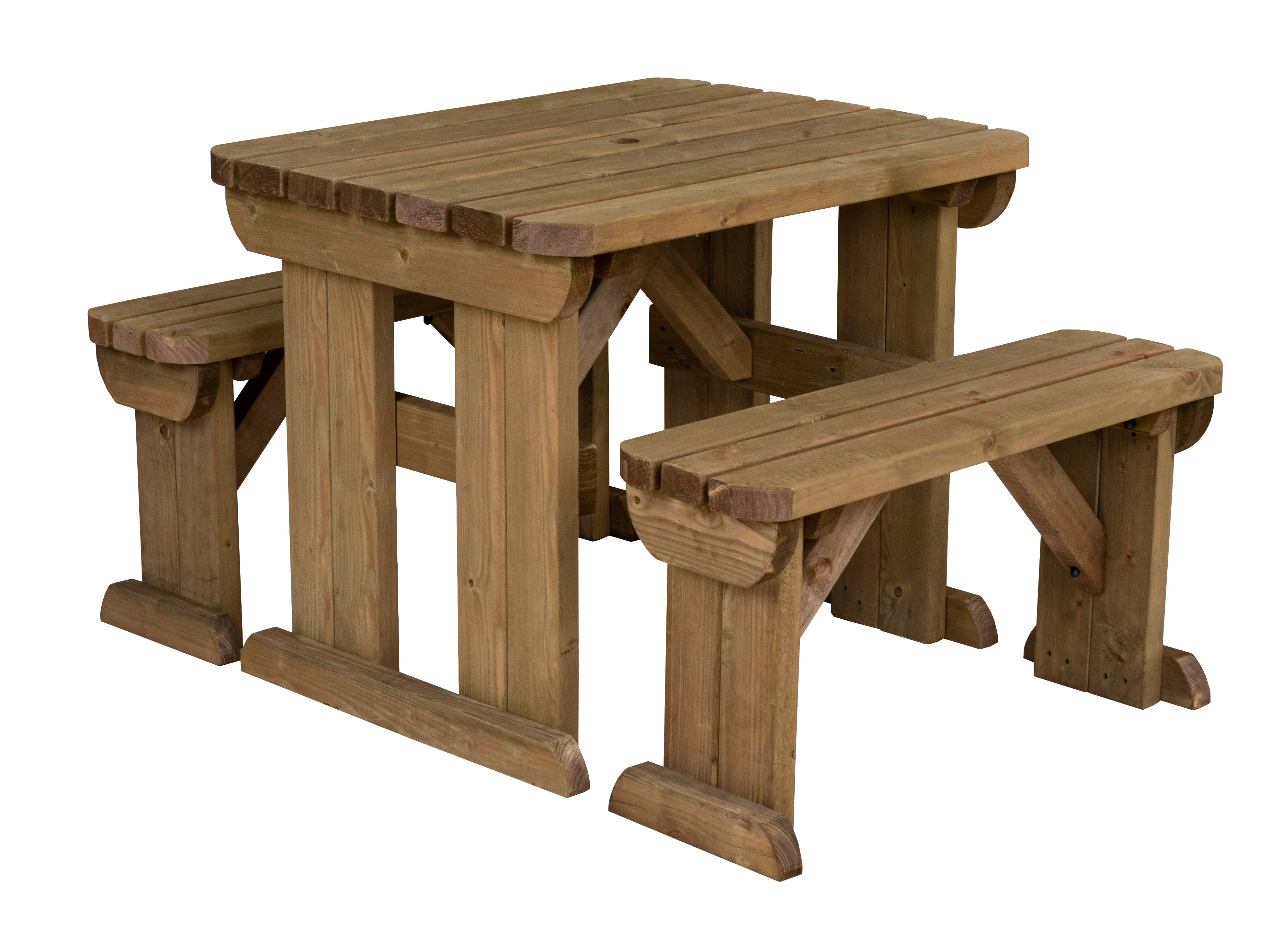Aspen Rounded Picnic Table and Benches Set - Rustic Finish - Image 8