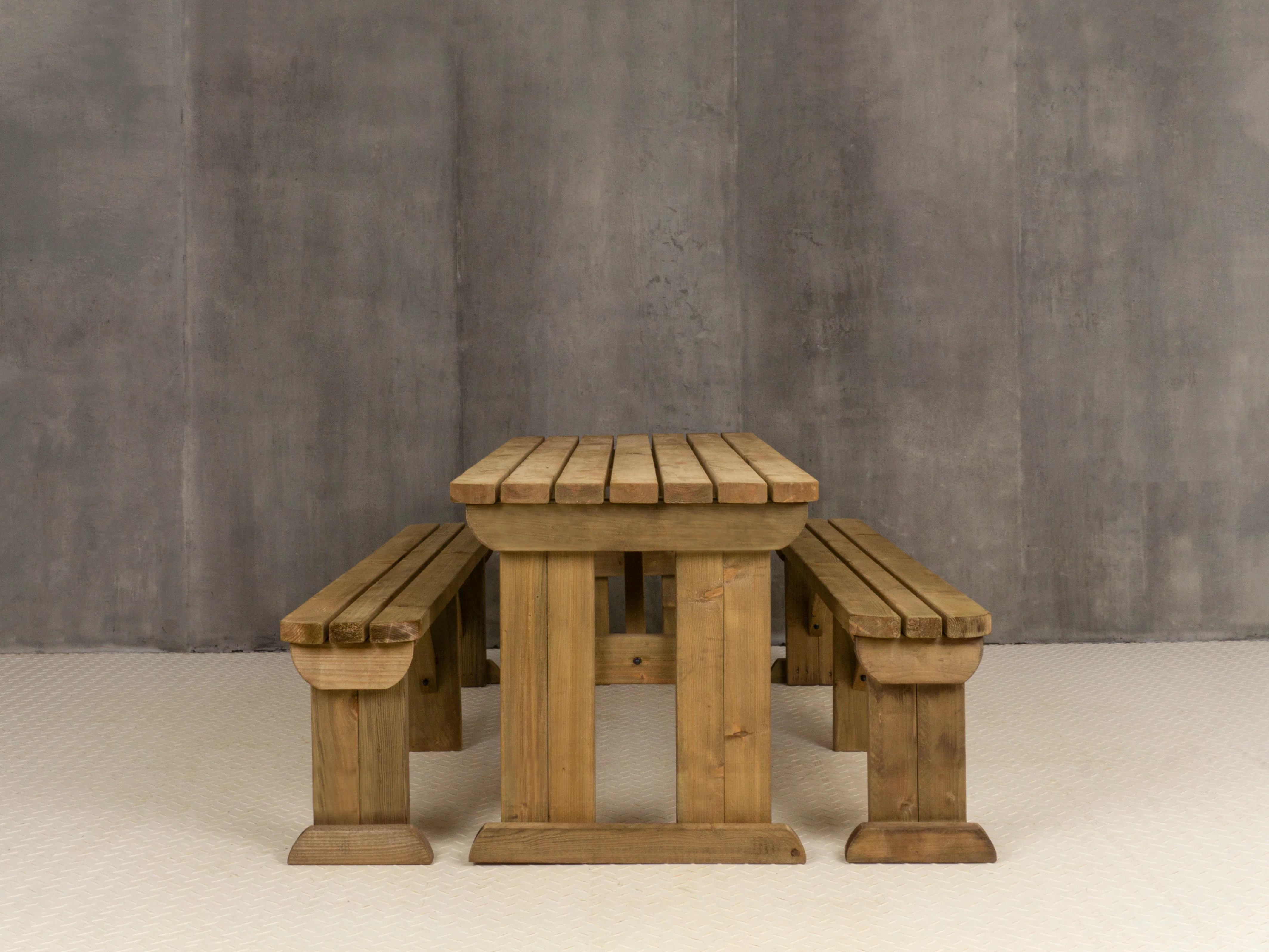 Aspen Rounded Picnic Table and Benches Set - Rustic Finish - Image 9