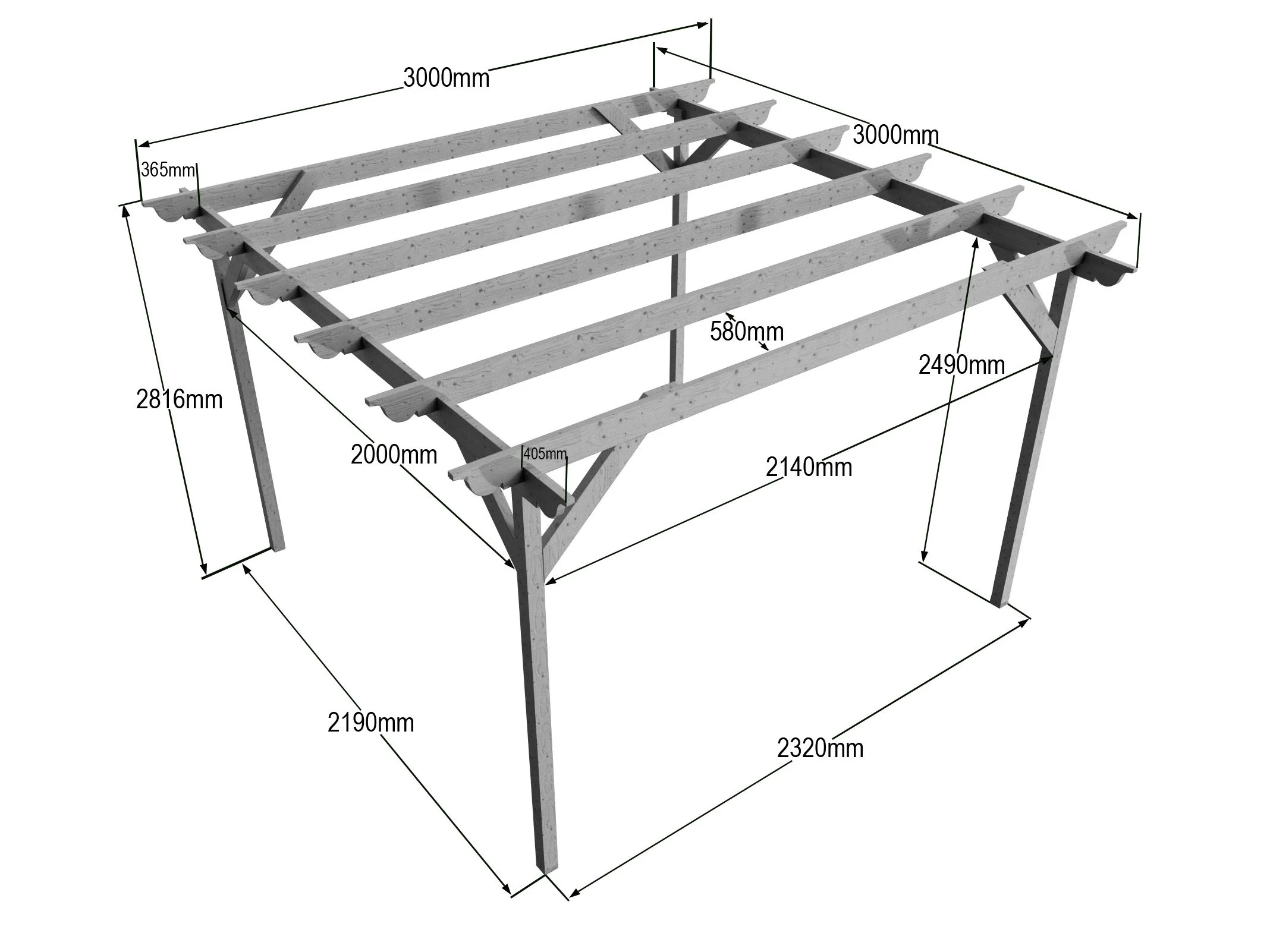Sculpted Wooden Garden Pergola Kit - Image 19