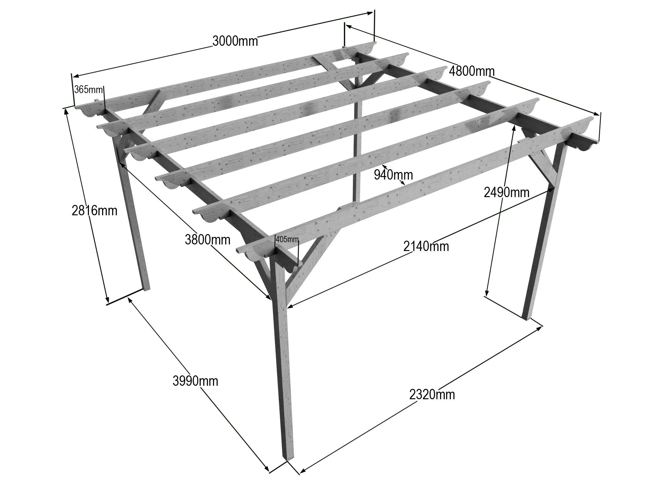 Sculpted Wooden Garden Pergola Kit - Image 22