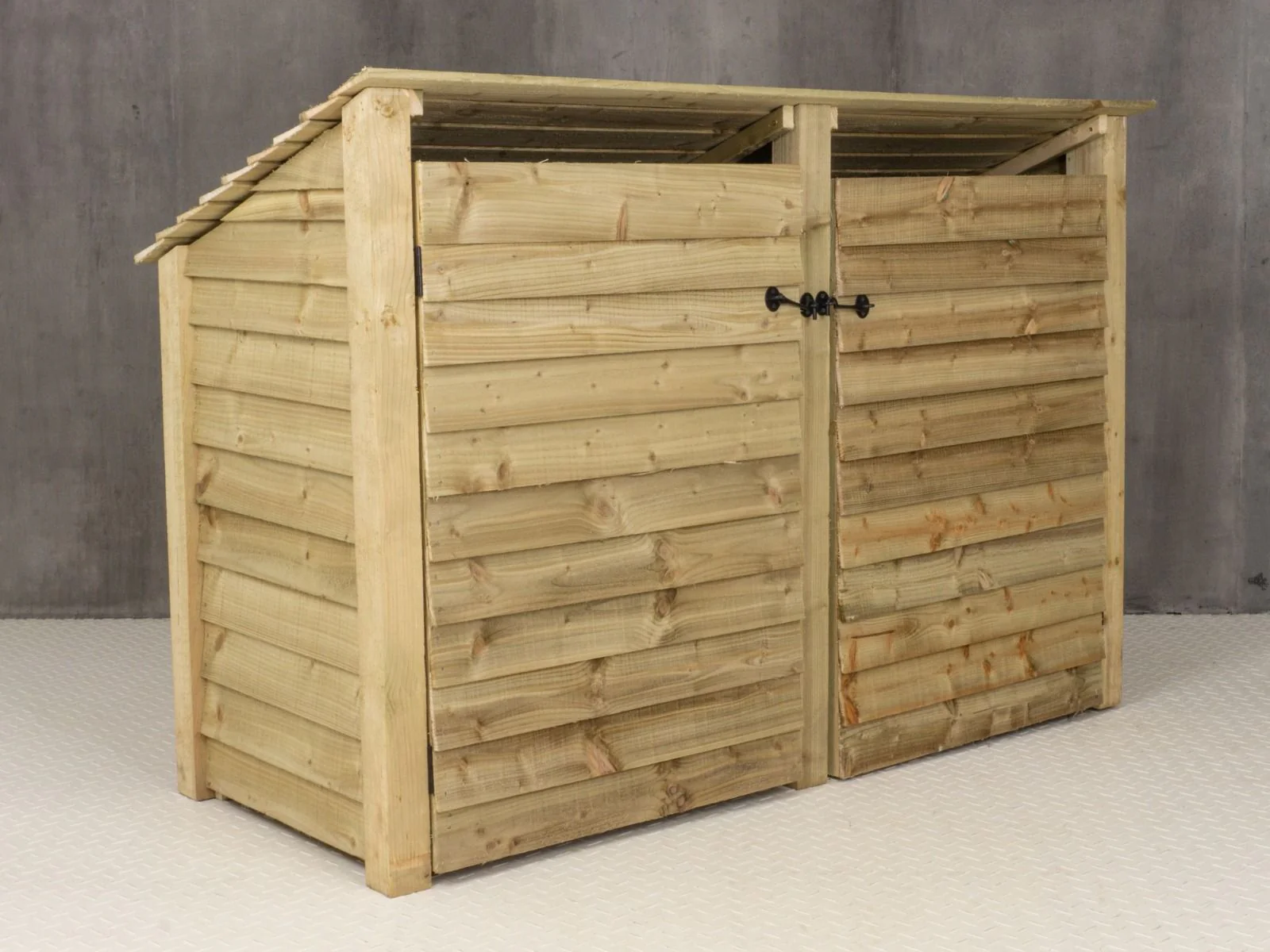 Wooden Log Store (Roof Sloping Back) with Doors W-187cm, H-126cm or 180cm, D-88cm - Image 4