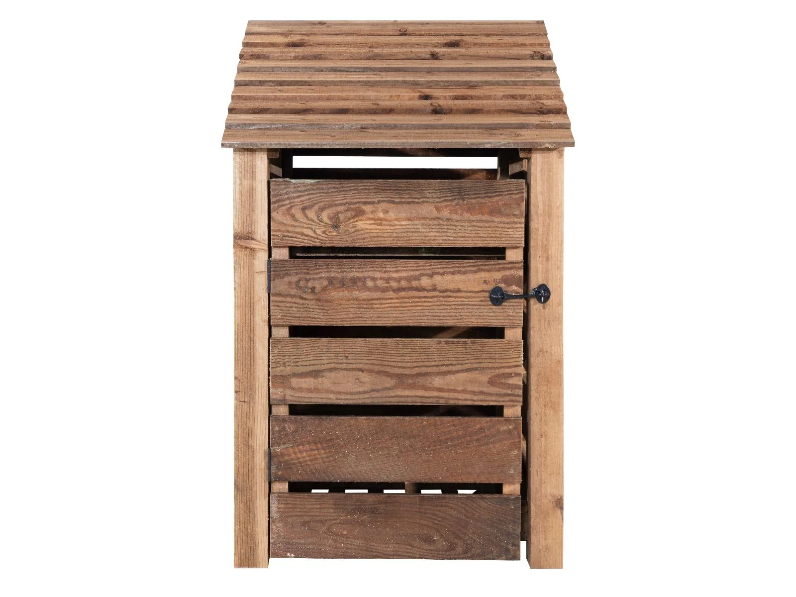 Slatted Wooden Log Store With Door and Shelf W-79cm, H-126cm or 180cm, D-88cm - Brown Finish - Image 5