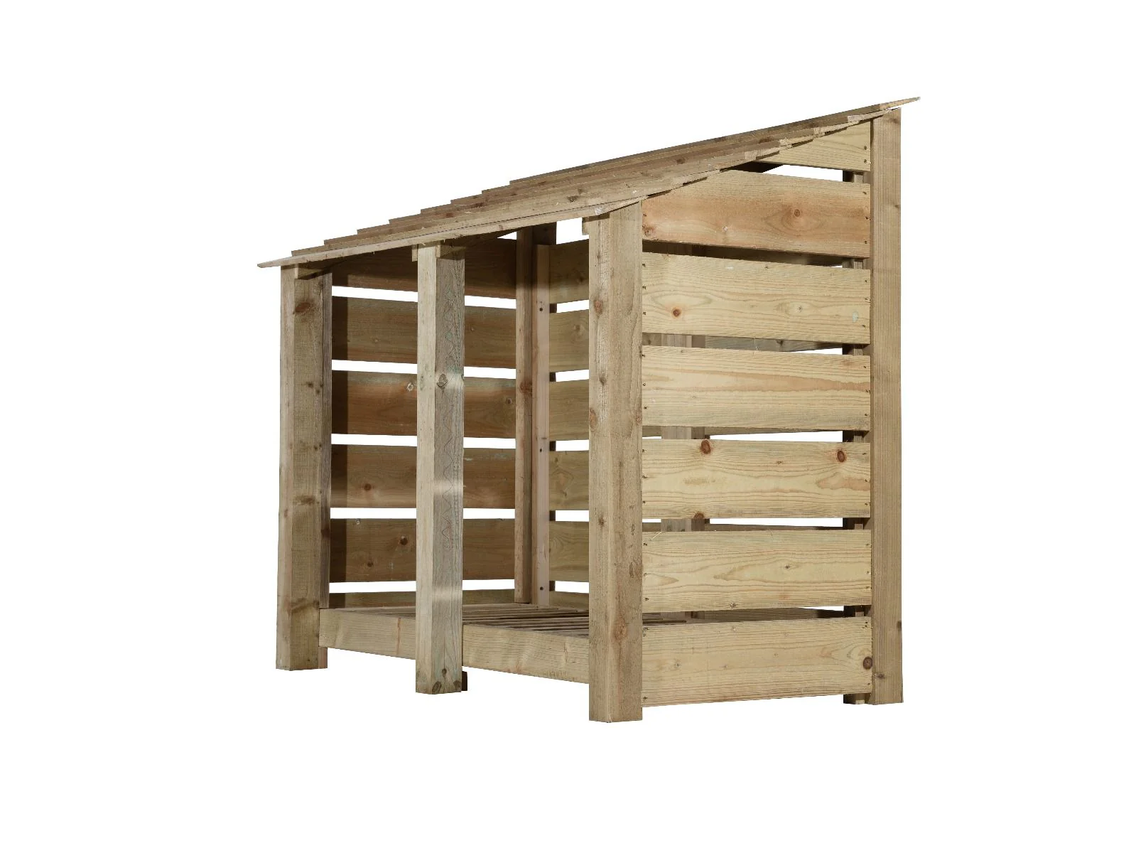 Slatted Wooden Log Store with Shelf W-146cm, H-126cm or 180cm, D-88cm - Image 5