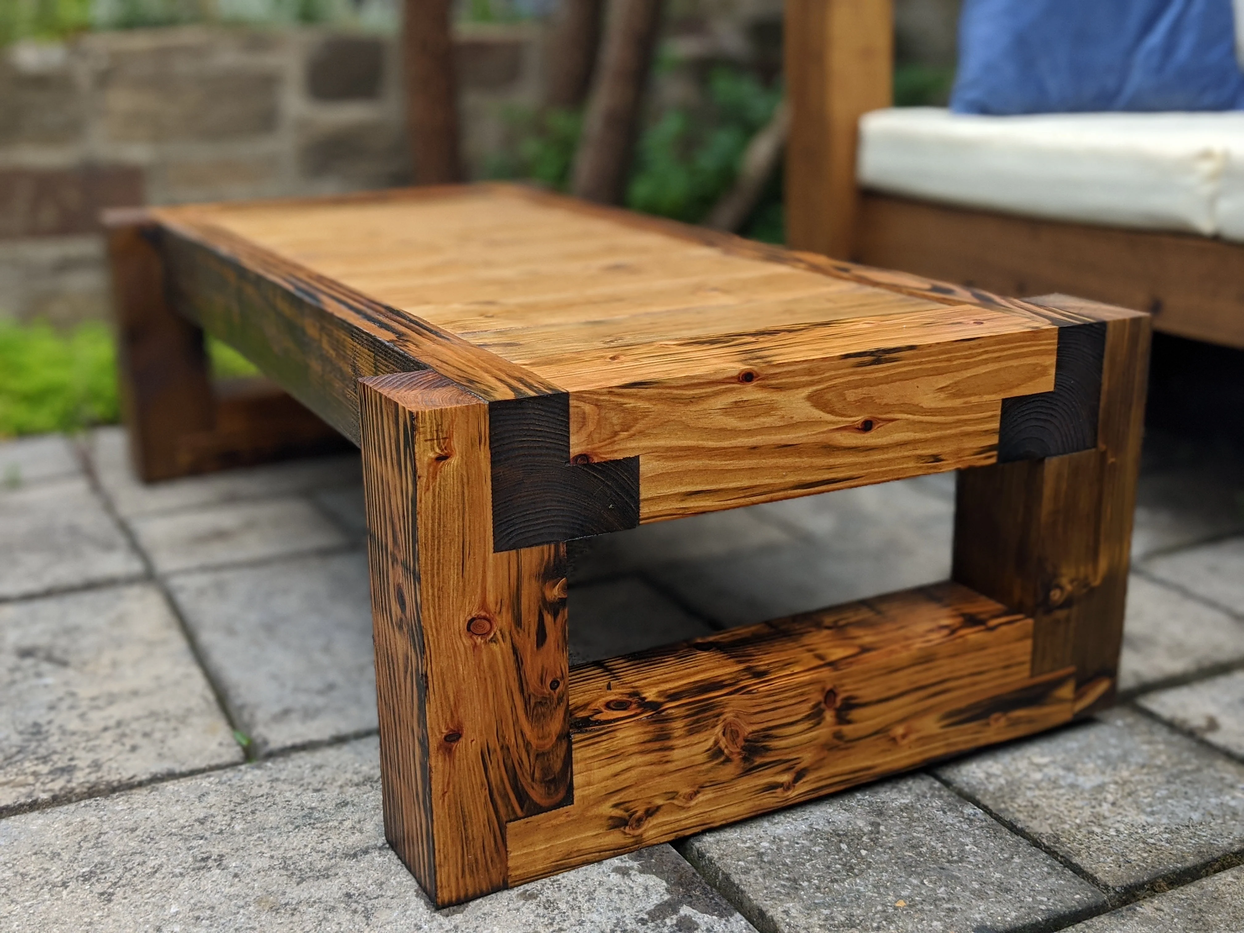 Solid Wood Garden Sofa 3 seat with foot rest & table - Image 7
