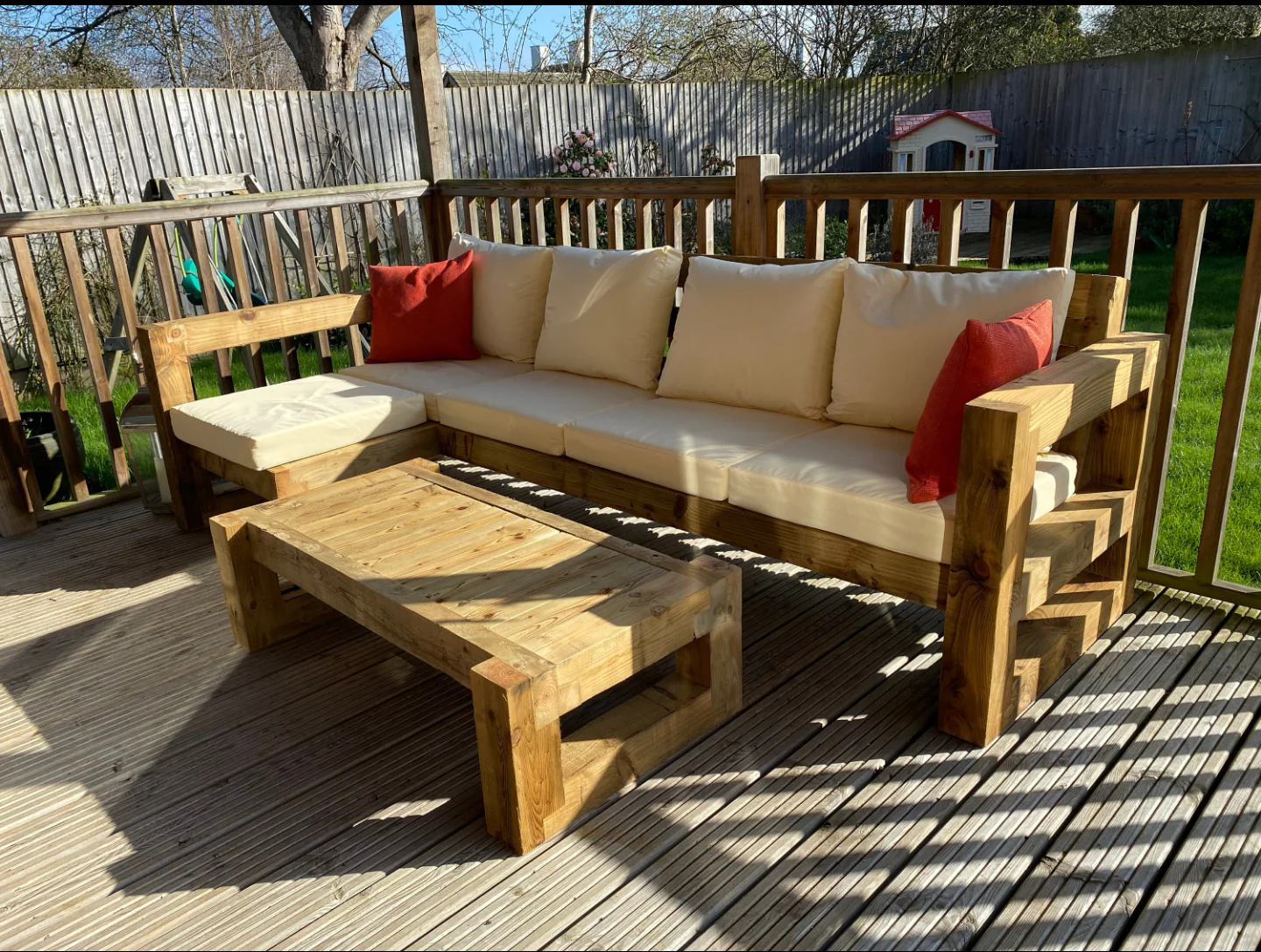 Solid Wood Garden Sofa 4 seat with leg rest - Image 10