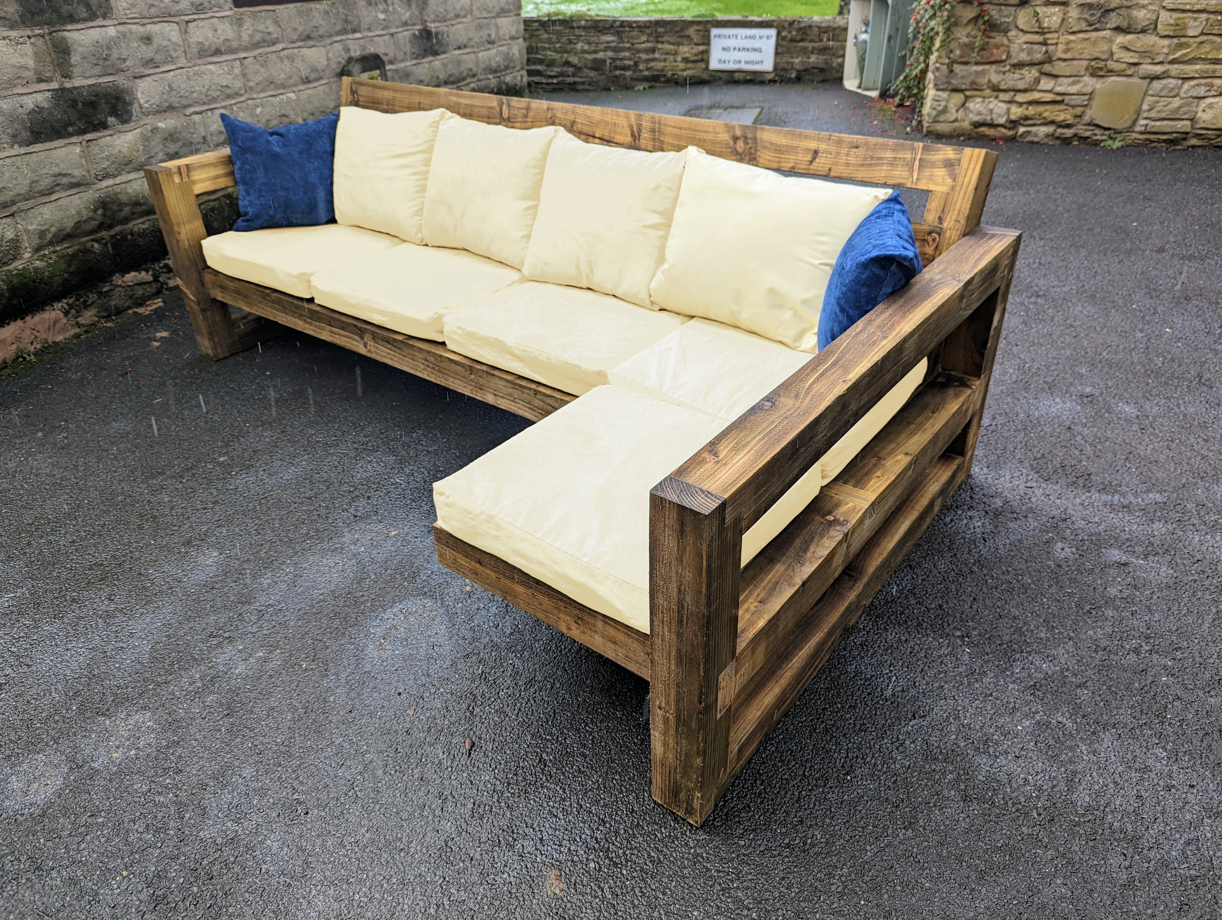 Solid Wood Garden Sofa 4 seat with leg rest - Image 3