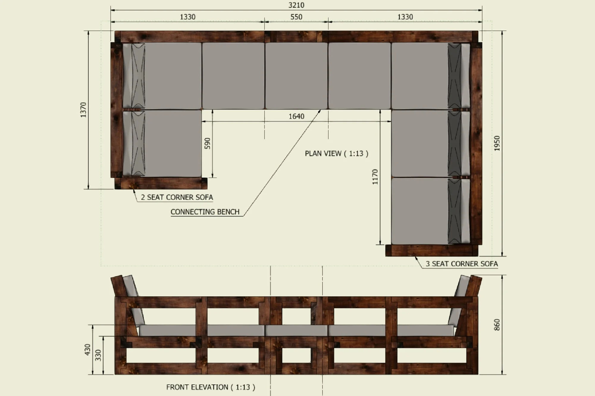 Solid Wood Garden Sofa Patio set Large - Image 11