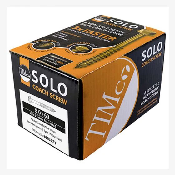 Timco Advanced Coach Screws - Hex Flange - Yellow Box 50pcs - 8.0 x 100 - 8100SCSY - Image 2