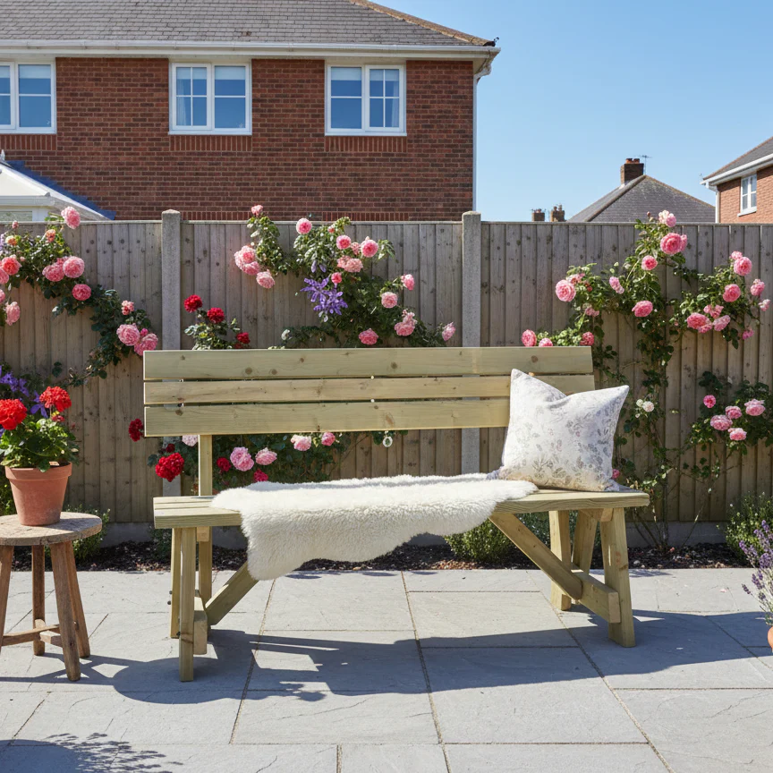Victoria Garden Fence Bench with Backrest - Image 3