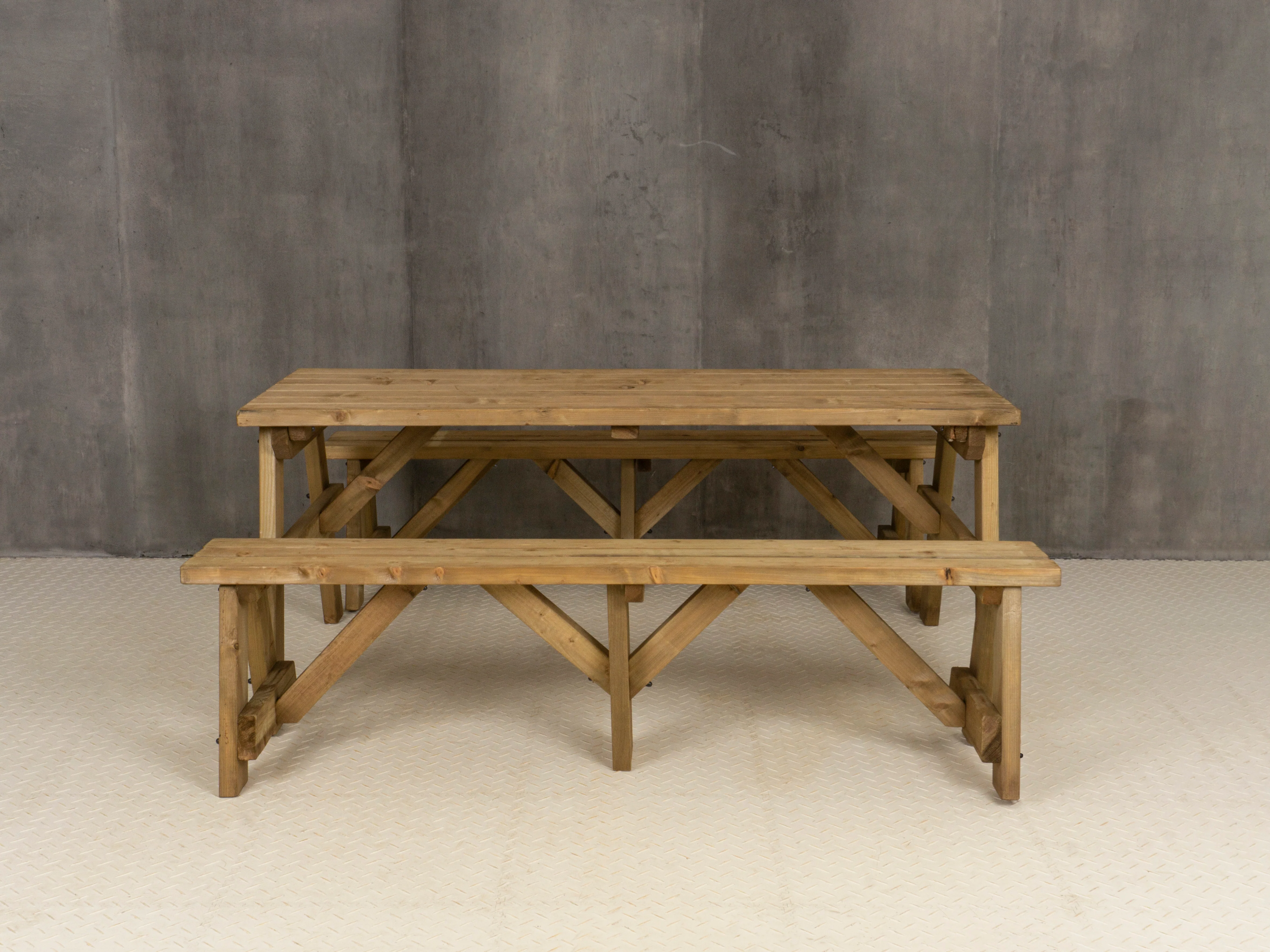 Victoria Picnic Table and Benches Set - Rustic Finish - Image 11