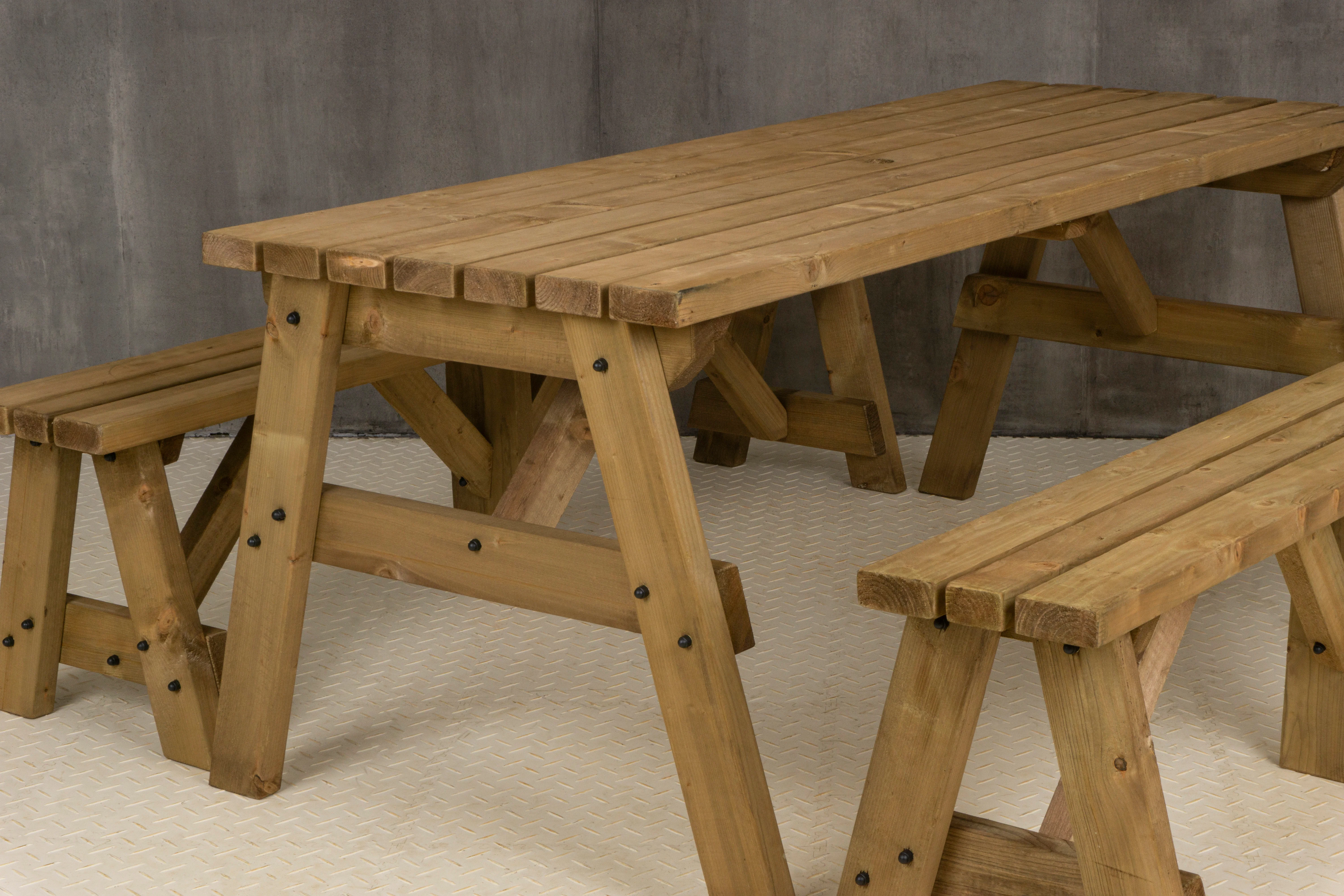 Victoria Picnic Table and Benches Set - Rustic Finish - Image 13