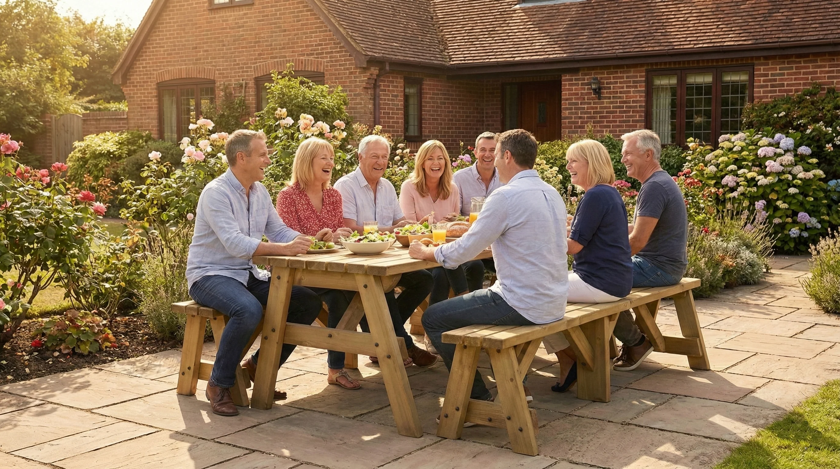 Victoria Picnic Table and Benches Set - Rustic Finish - Image 7