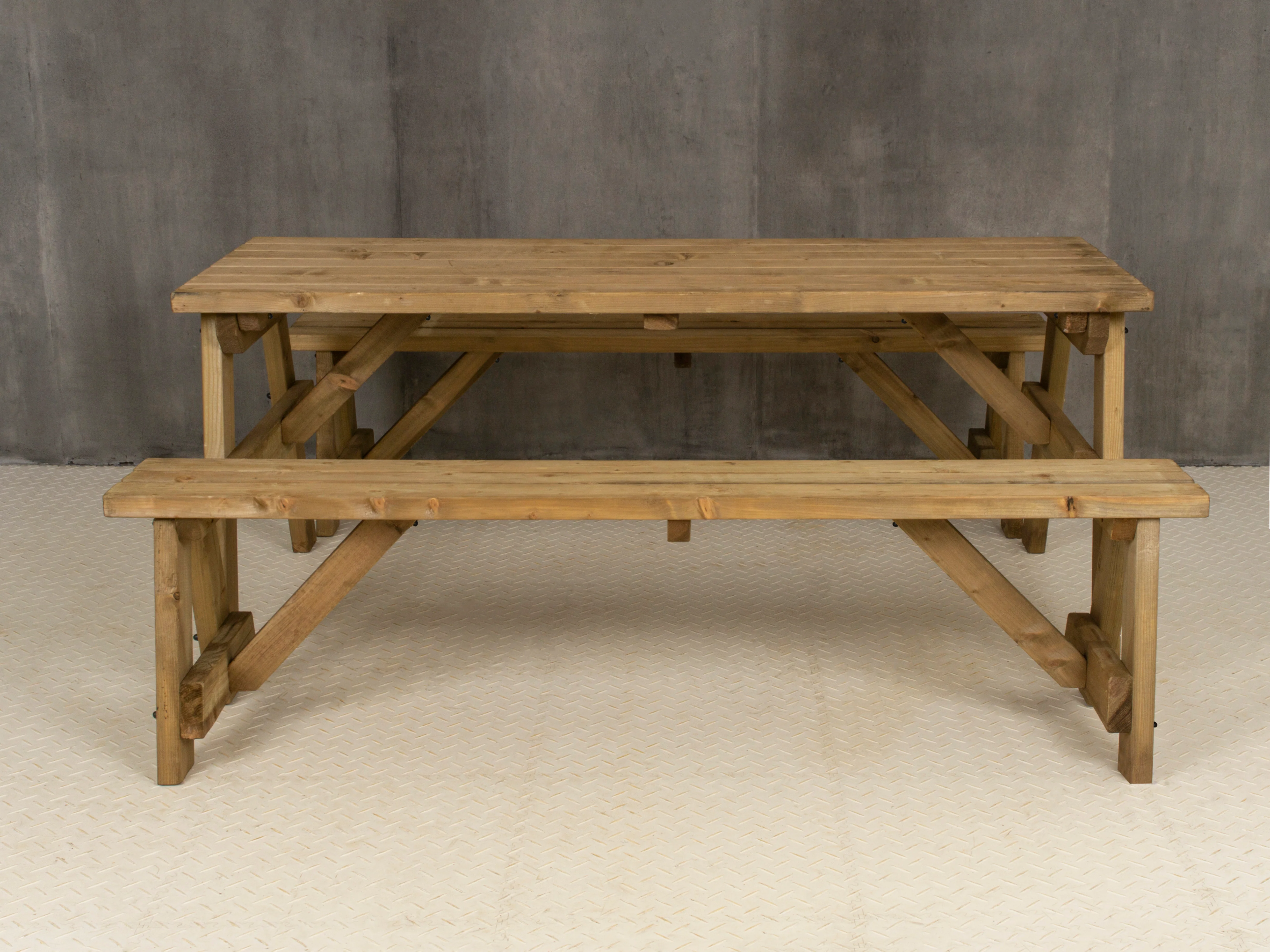 Victoria Picnic Table and Benches Set - Rustic Finish - Image 9