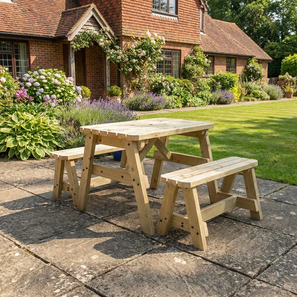 Victoria Rounded Picnic Table and Benches Set - Image 3
