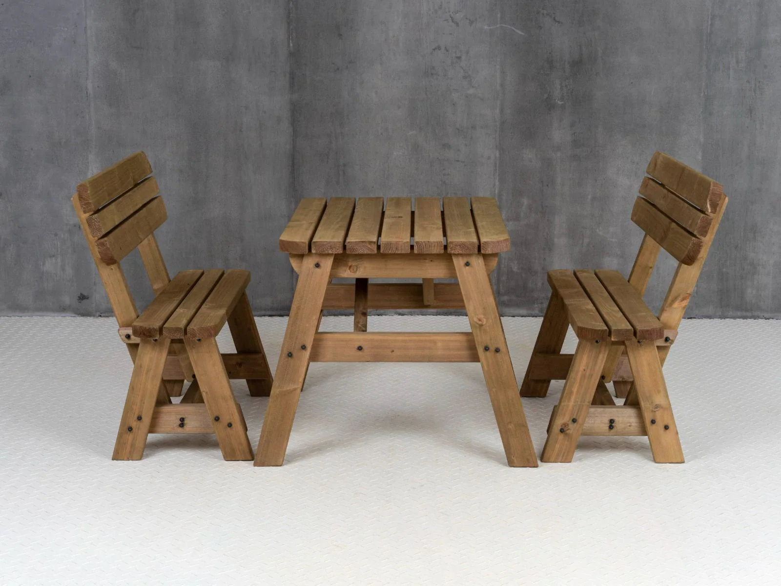 Victoria Rounded Picnic Table and Benches Set With Backrest - Rustic Finish - Image 14