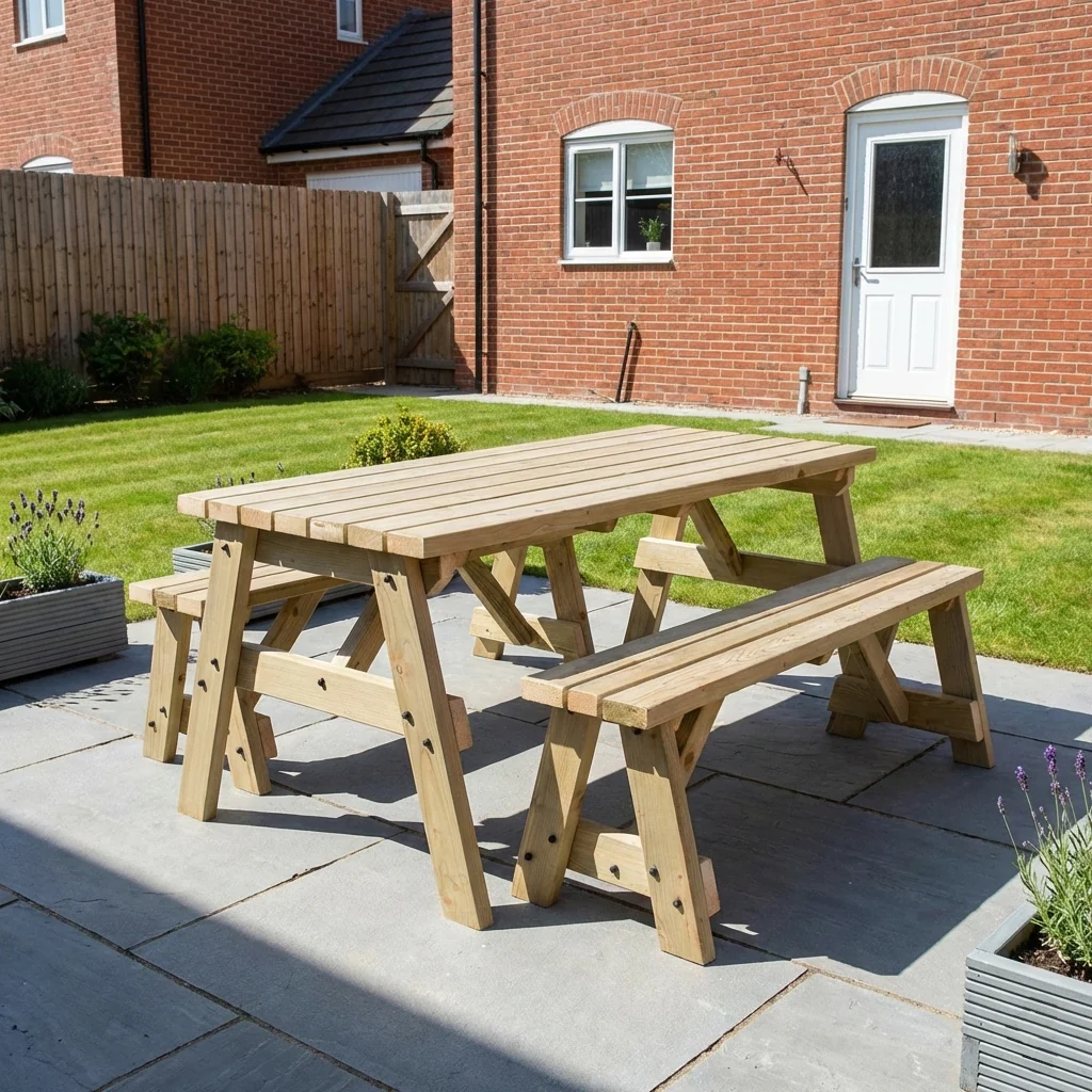 Victoria Space Saving Picnic Table and Benches Set - Image 3
