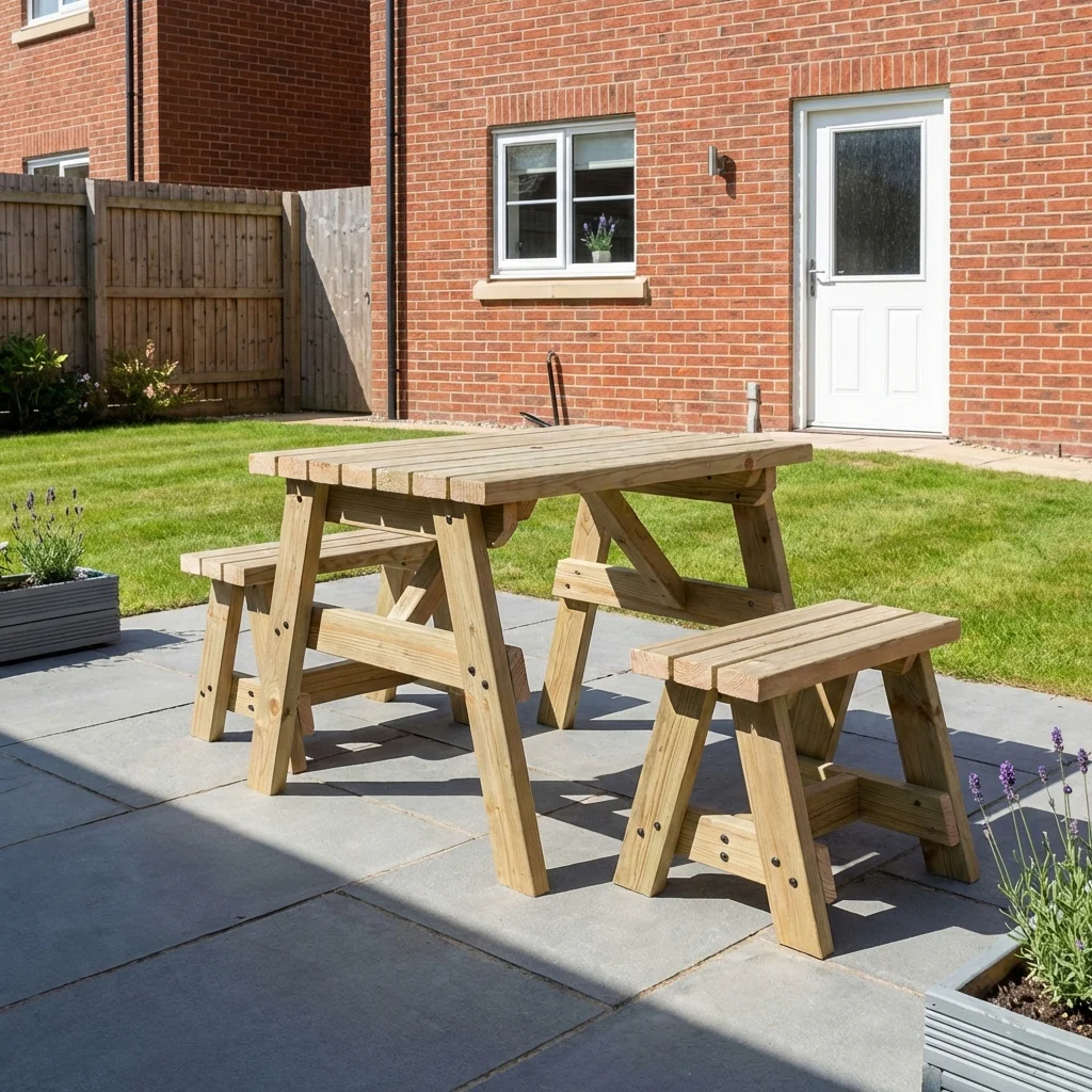 Victoria Space Saving Picnic Table and Benches Set - Image 4