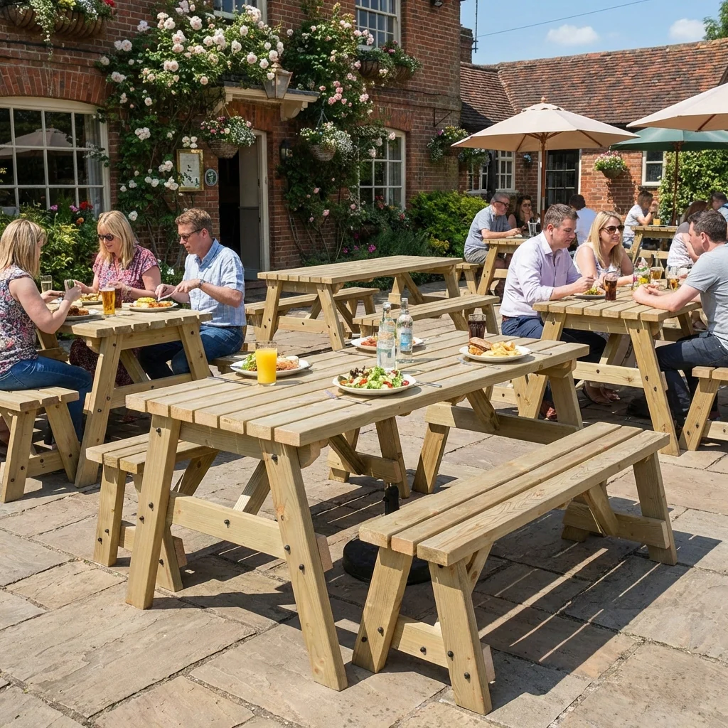 Victoria Space Saving Picnic Table and Benches Set - Image 5