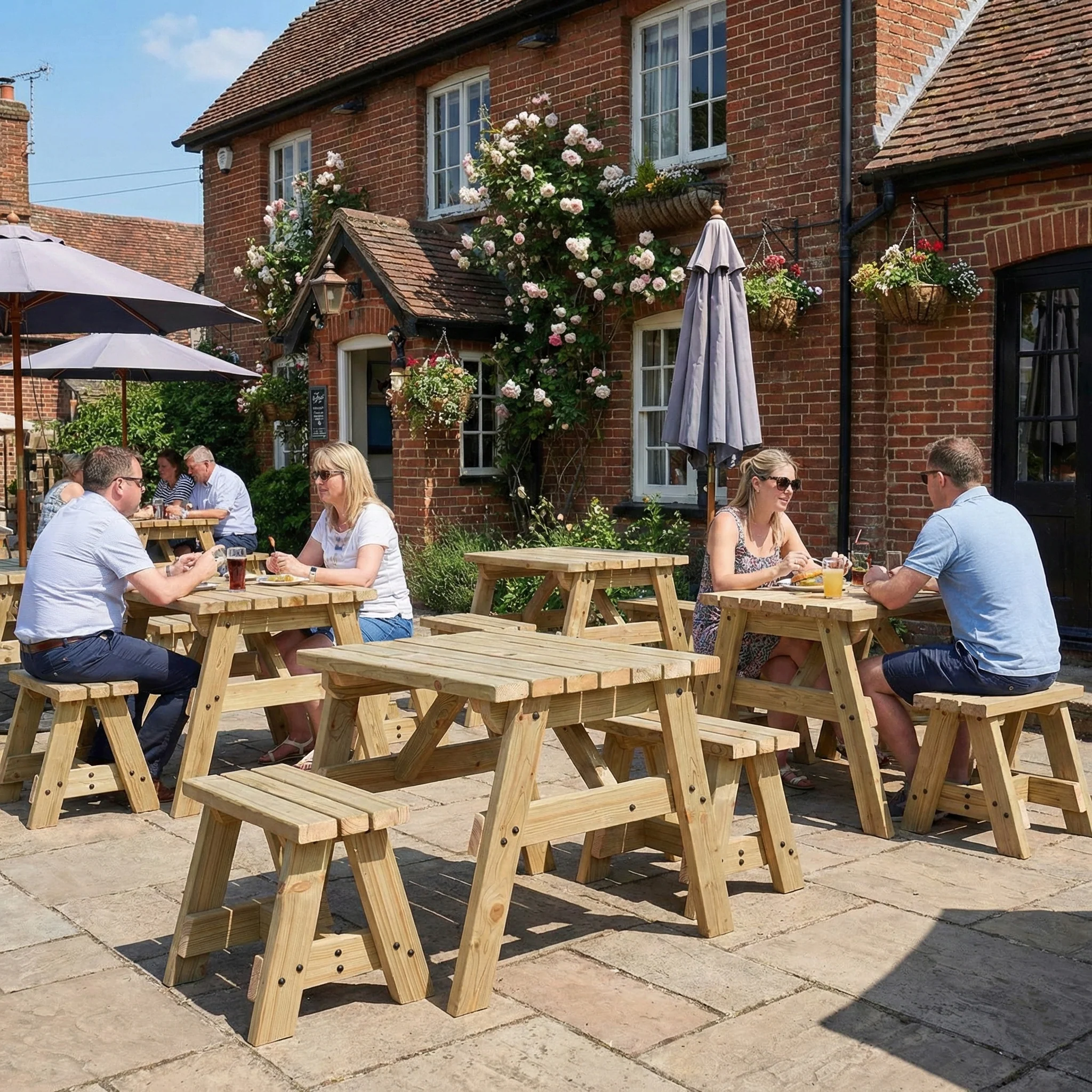 Victoria Space Saving Picnic Table and Benches Set - Image 6