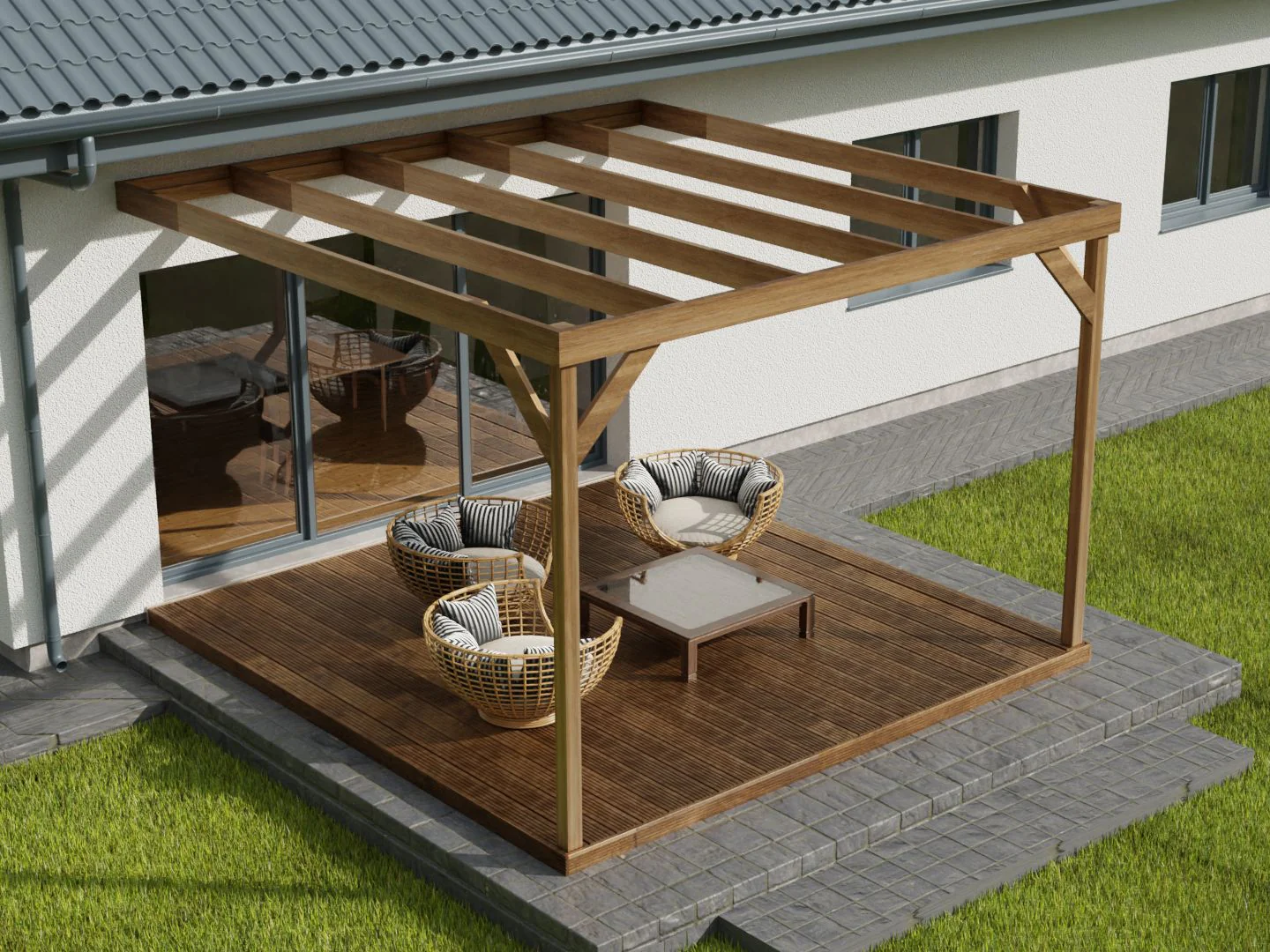Wall-mounted Box Pergola and Decking Kit - Image 6