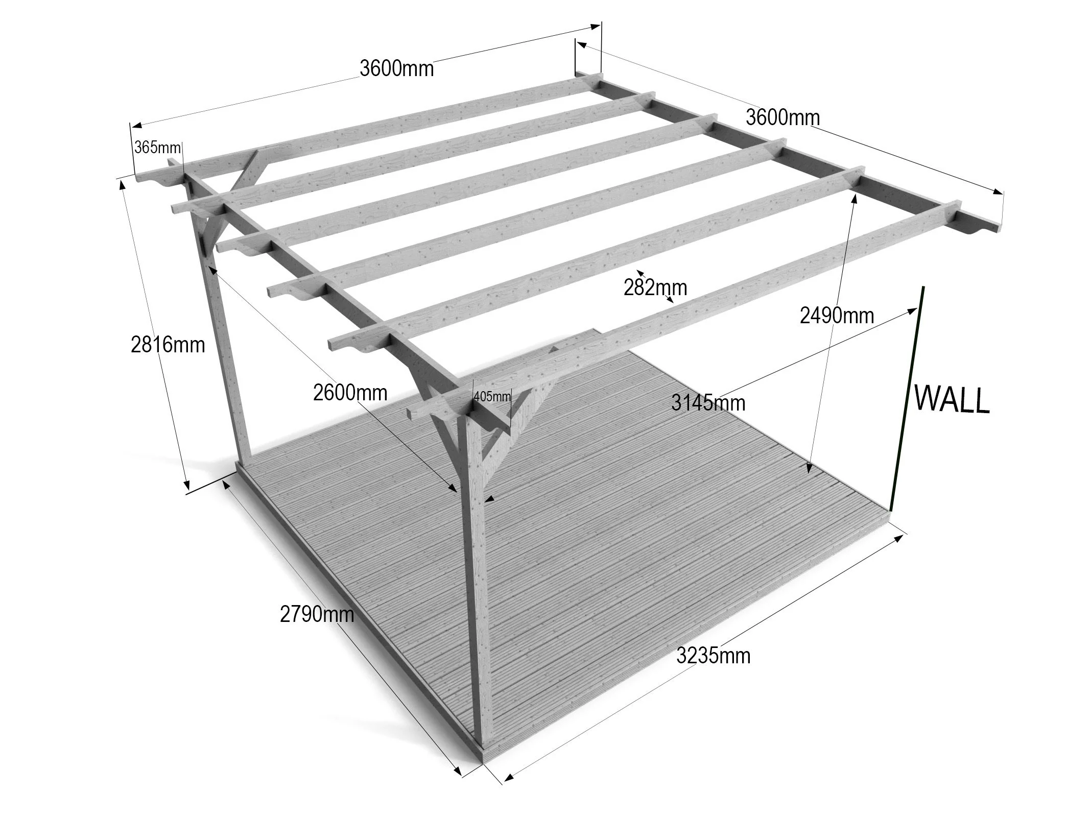 Wall Mounted Pergola and Decking Kit Corbel Design - Image 11