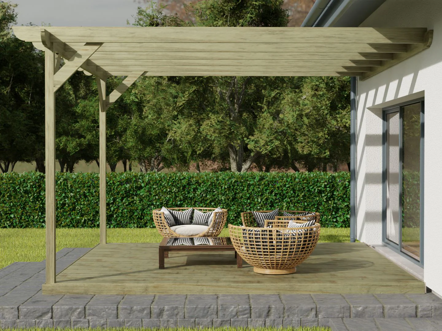 Wall Mounted Pergola and Decking Kit Corbel Design - Image 3