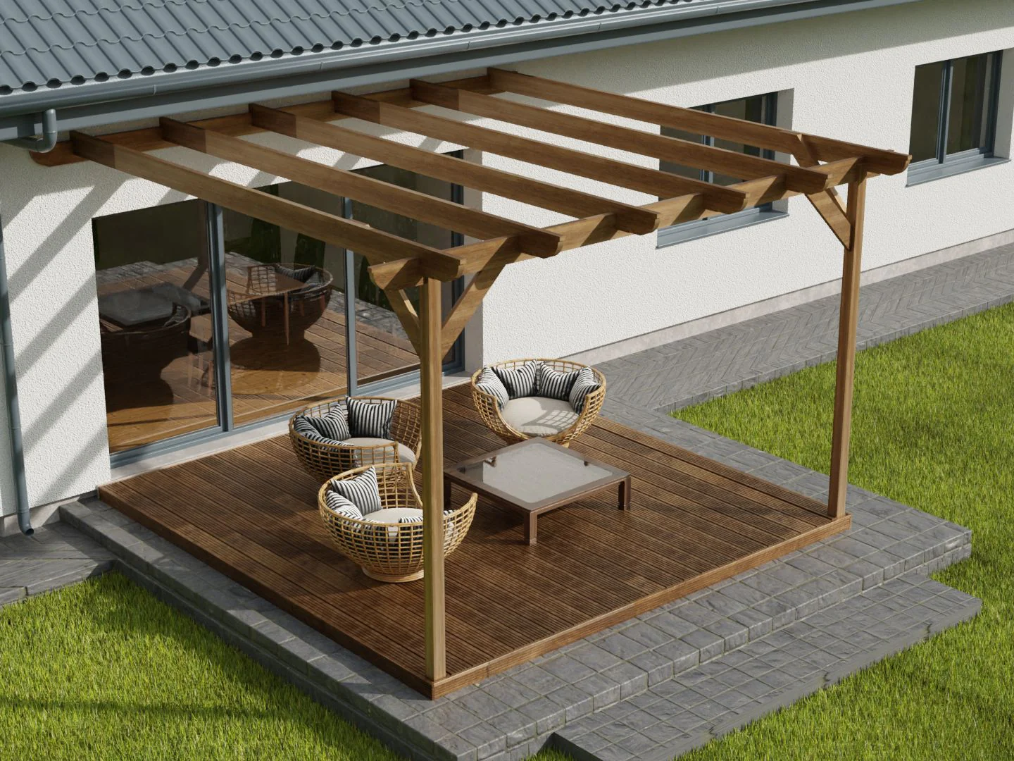 Wall Mounted Pergola and Decking Kit Corbel Design - Image 7