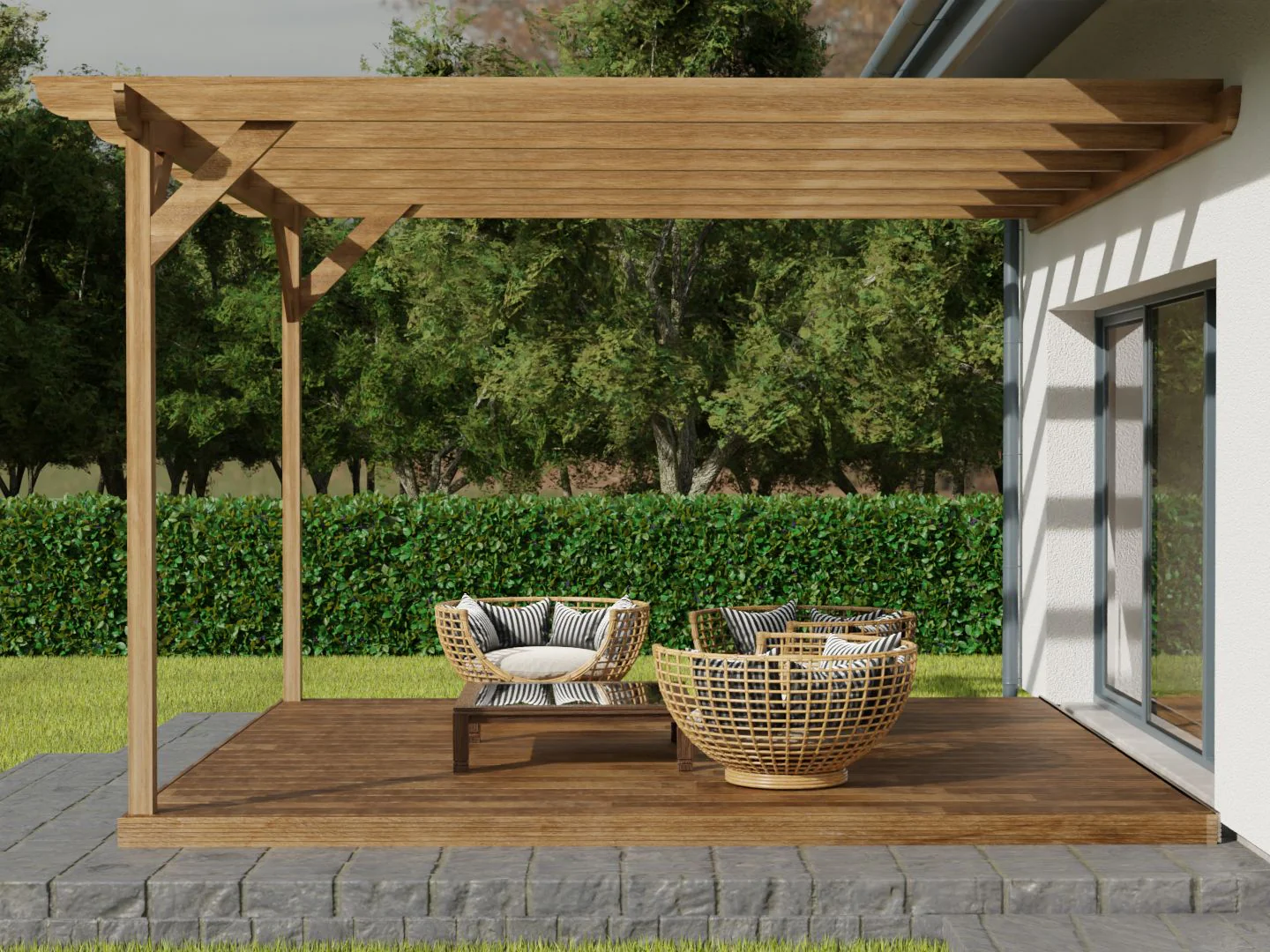 Wall Mounted Pergola and Decking Kit Corbel Design - Image 8