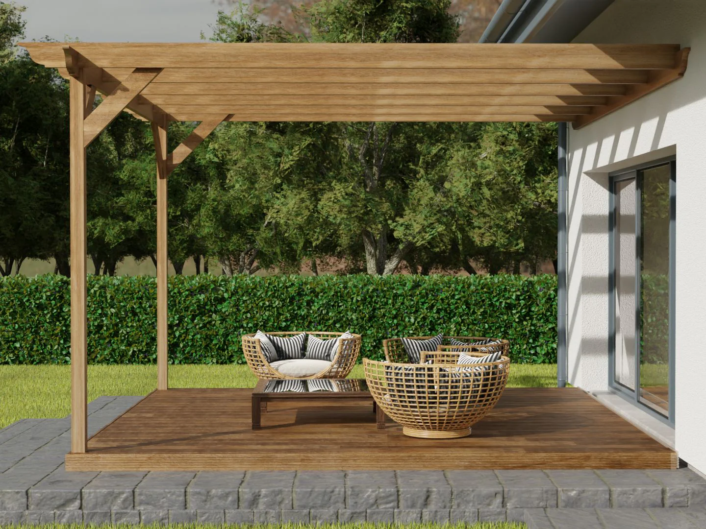 Wall Mounted Pergola and Decking Kit Longhorn Design - Image 8
