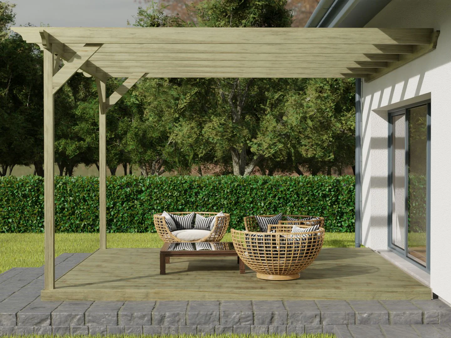 Wall Mounted Pergola and Decking Kit Orchid Design - Image 3