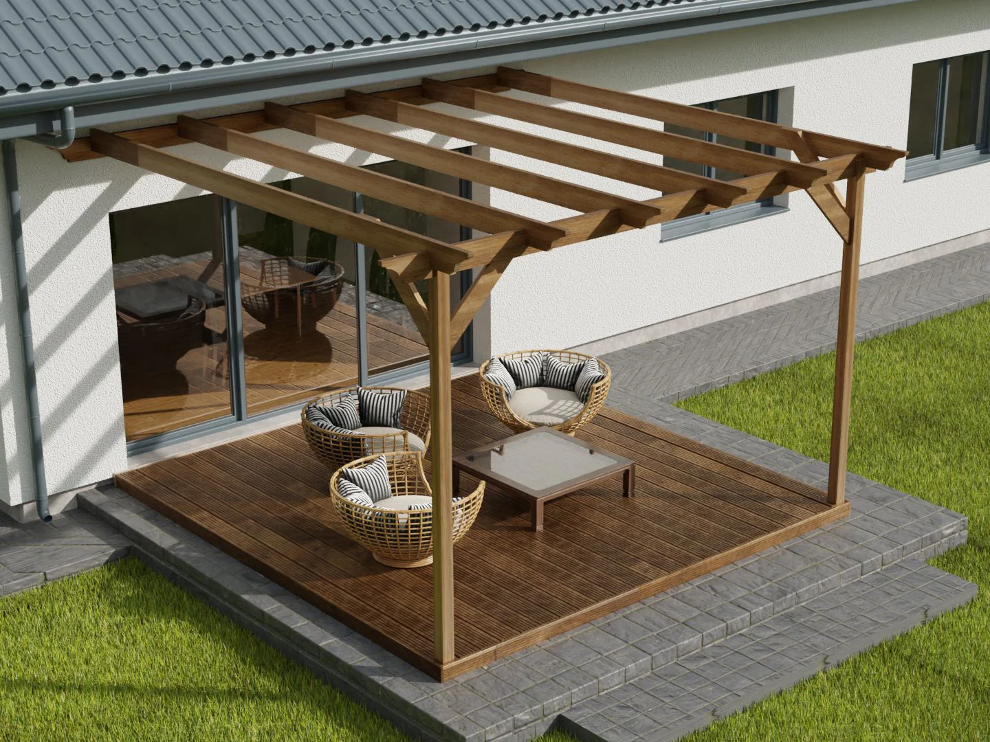 Wall Mounted Pergola and Decking Kit Orchid Design - Image 7