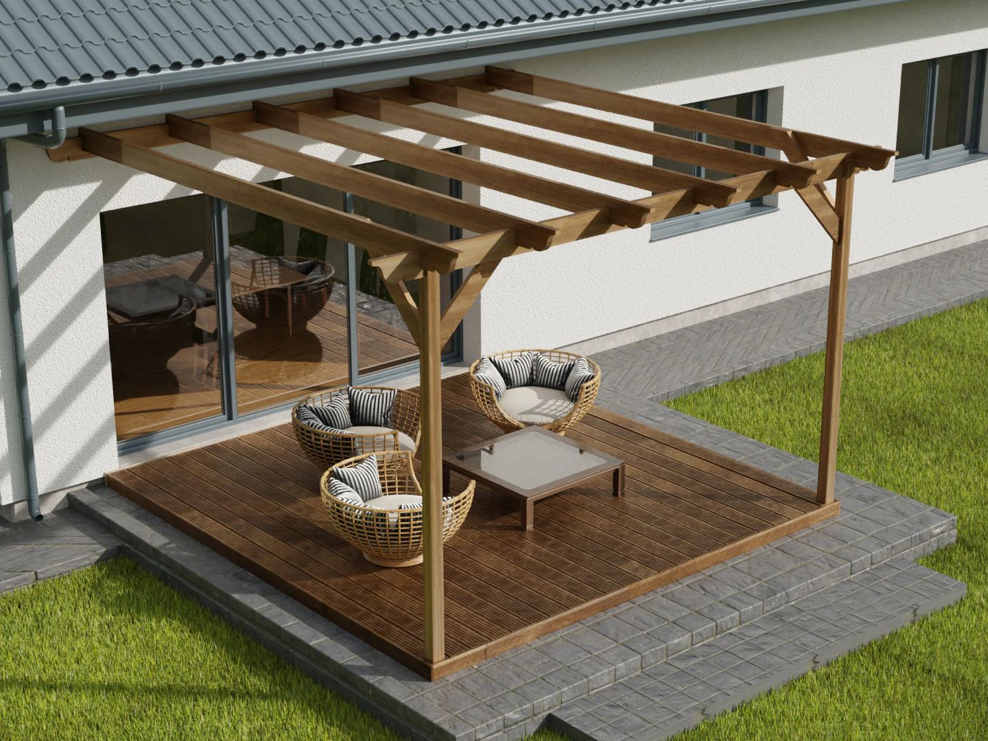 Wall Mounted Pergola and Decking Kit Ovolo Design - Image 7