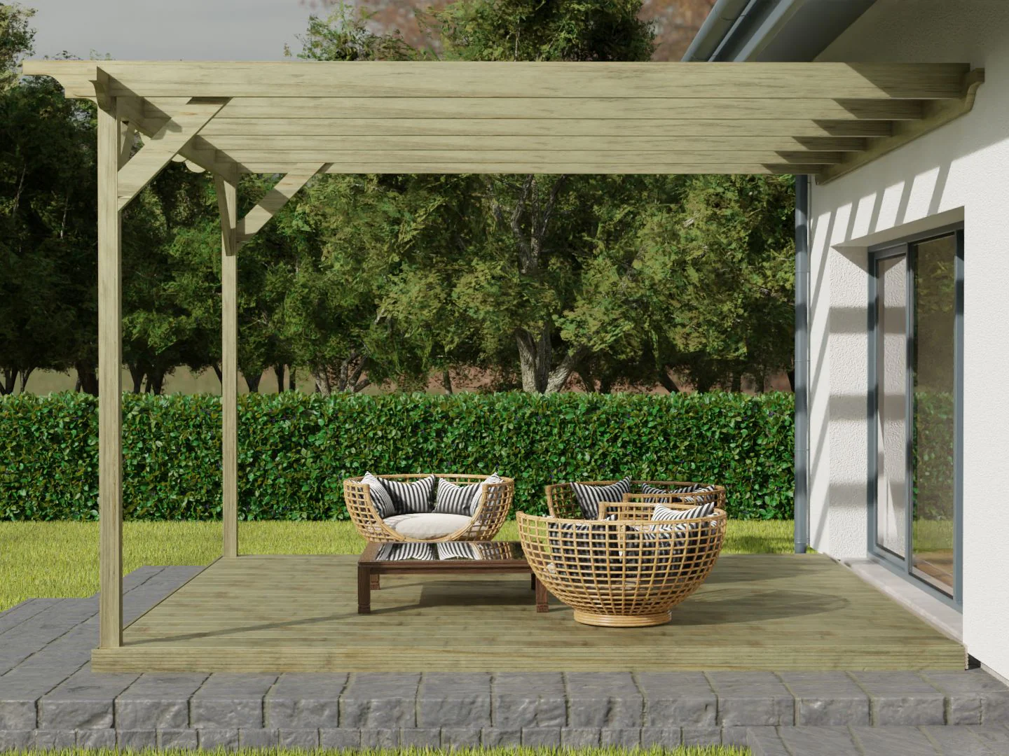 Wall Mounted Pergola and Decking Kit Sculpted Design - Image 4