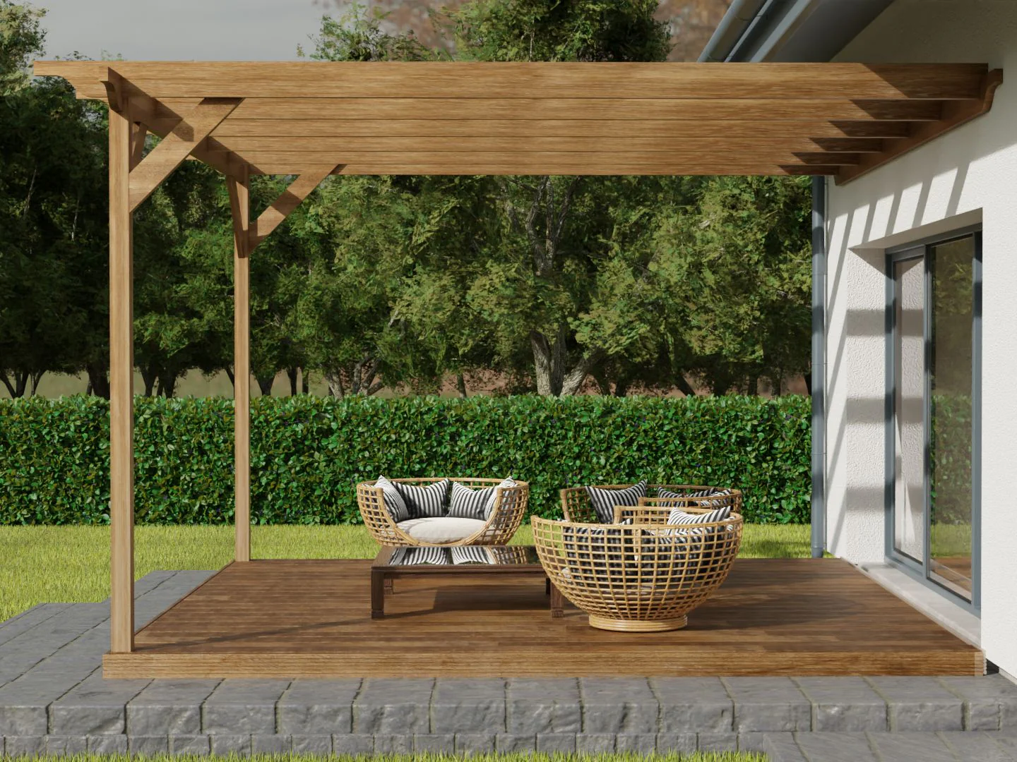 Wall Mounted Pergola and Decking Kit Sculpted Design - Image 8