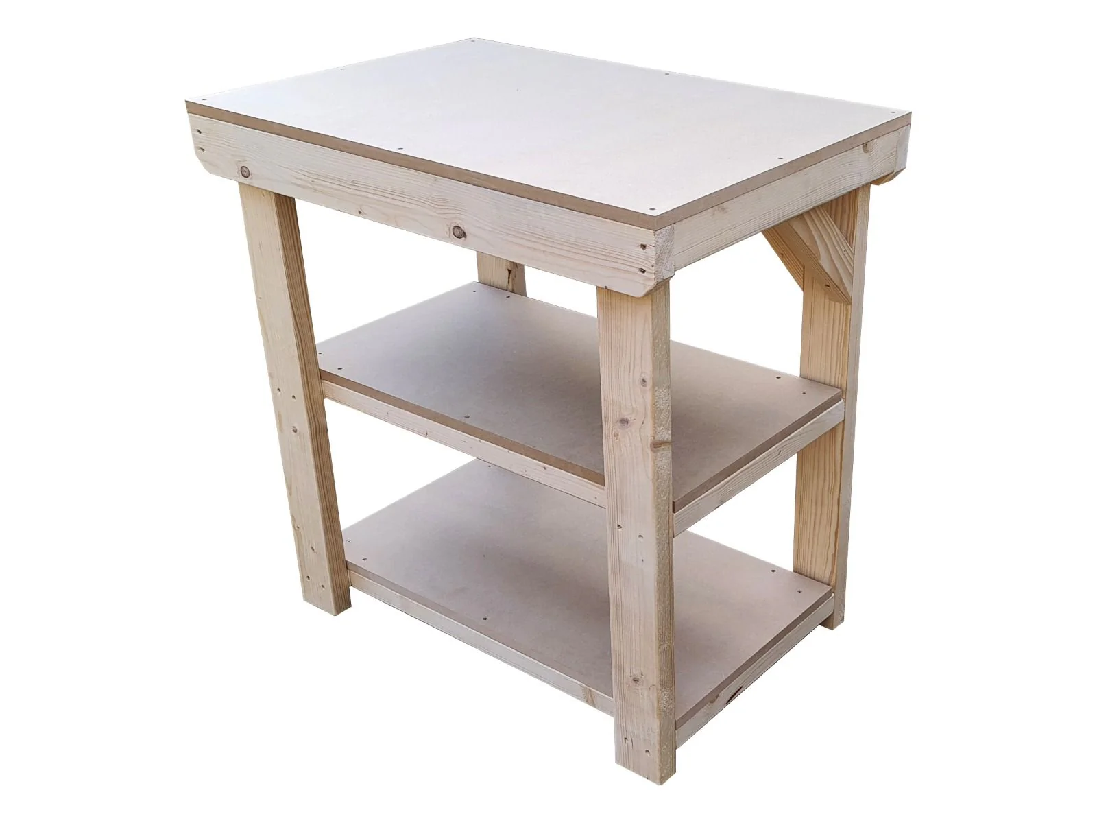 Wooden 18mm MDF Top Workbench with Double Shelf (Clearance range)