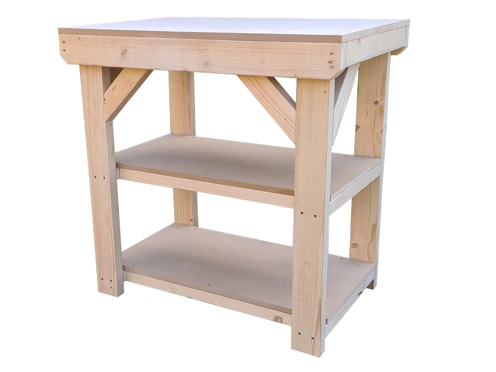 Wooden 18mm MDF Top Workbench with Double Shelf (Clearance range) - Image 3