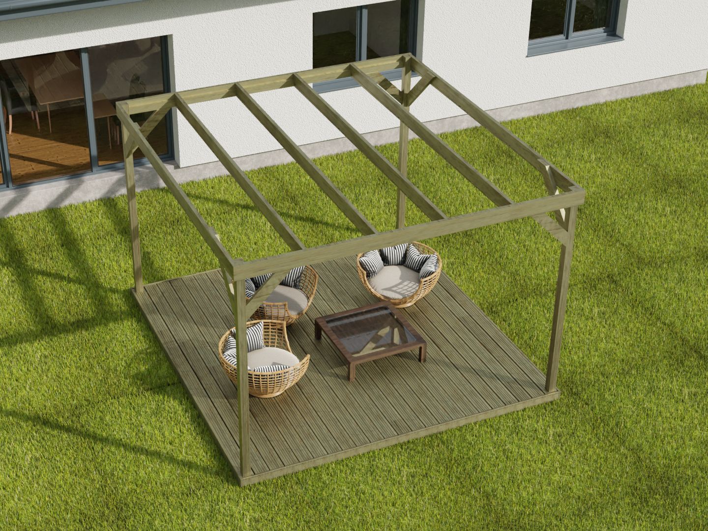 Wooden Box Pergola and Decking Kit - Image 3