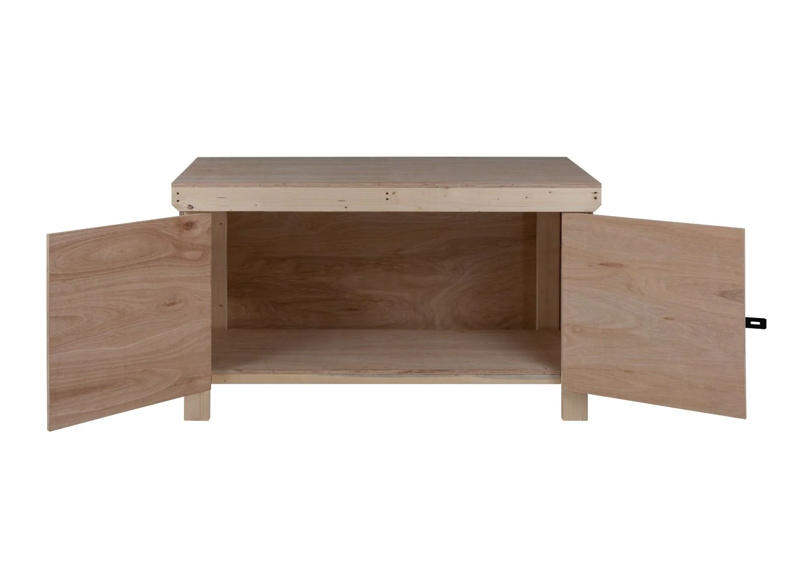 Wooden Eucalyptus hardwood top workbench with lockable cupboard (V.9)