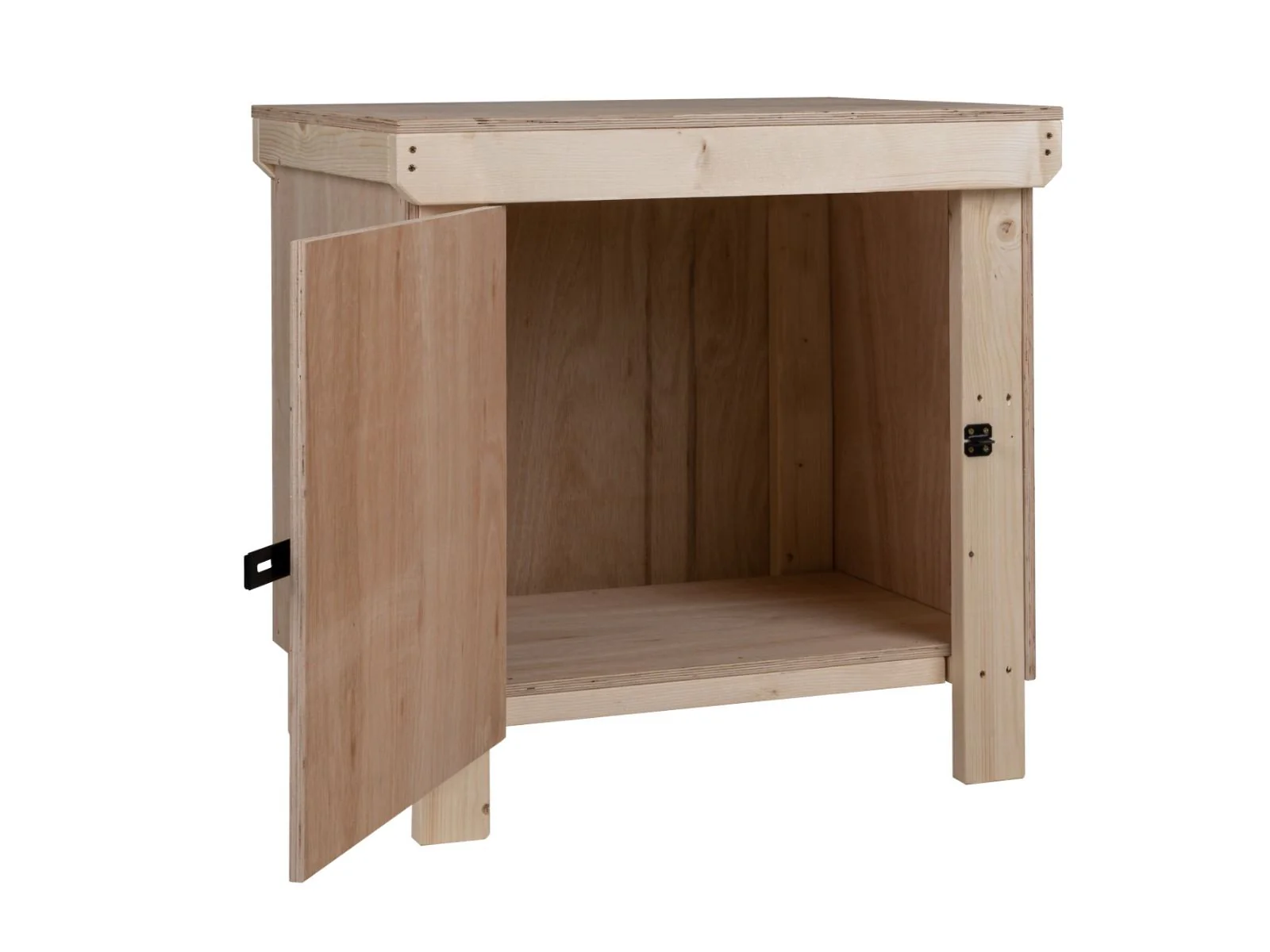 Wooden Eucalyptus hardwood top workbench with lockable cupboard (V.9) - Image 4
