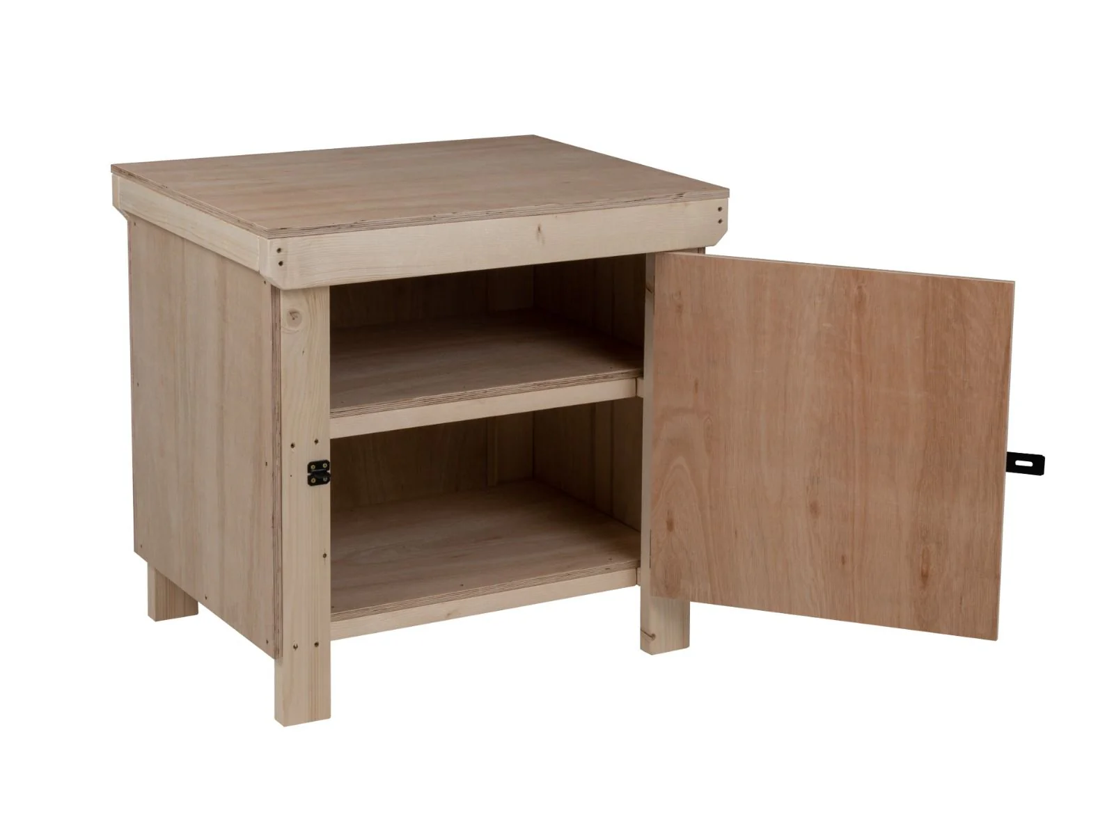 Wooden Eucalyptus hardwood top workbench with lockable cupboard (V.9) with double shelf - Image 3