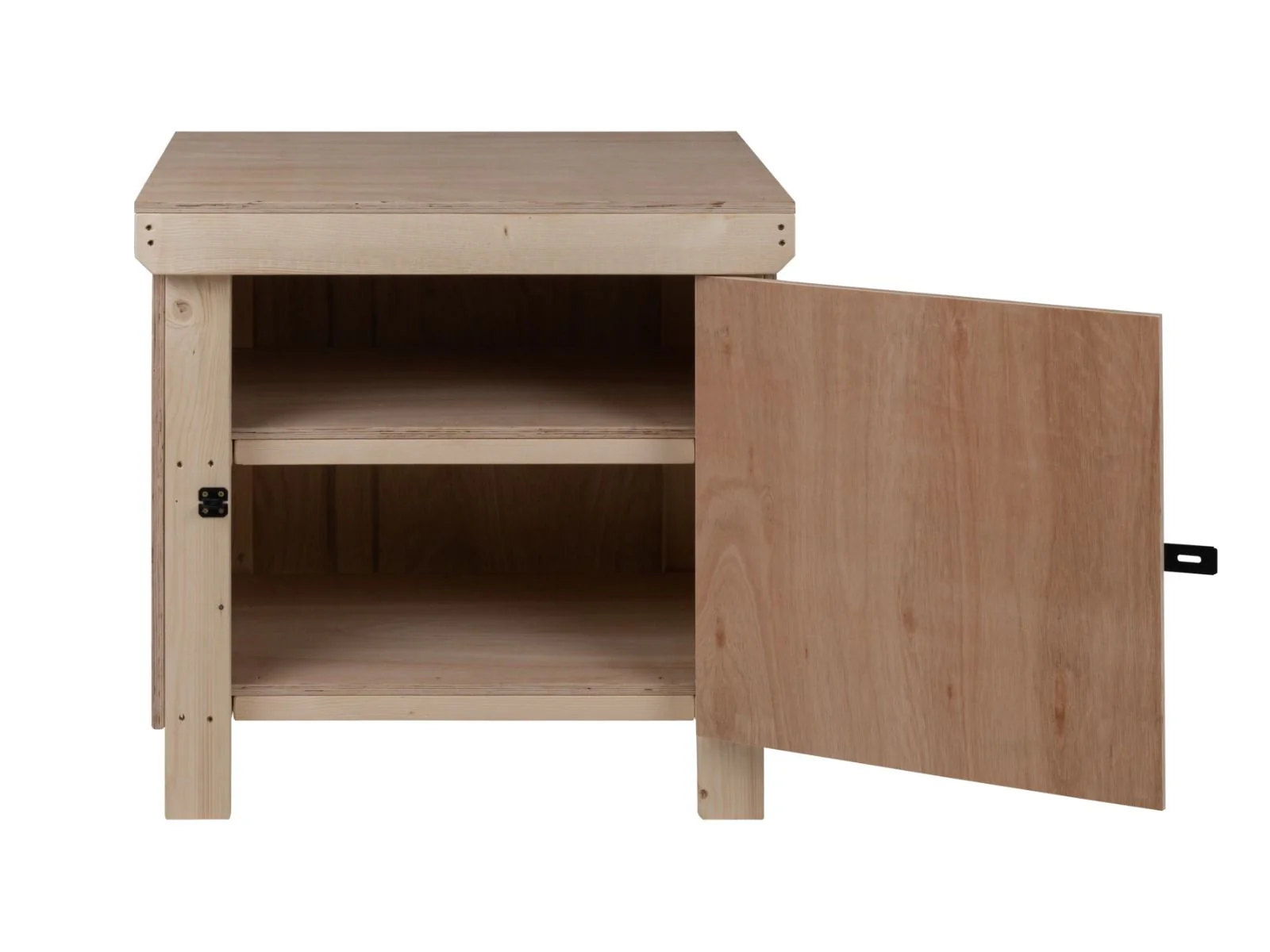 Wooden Eucalyptus hardwood top workbench with lockable cupboard (V.9) with double shelf - Image 4