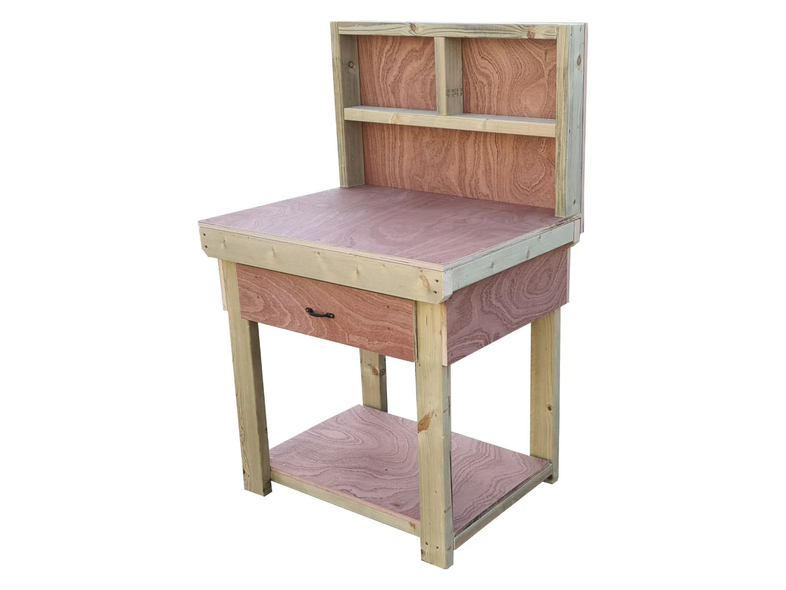 Wooden Eucalyptus hardwood workbench, tool cabinet with drawer (V.1) with back - Image 22