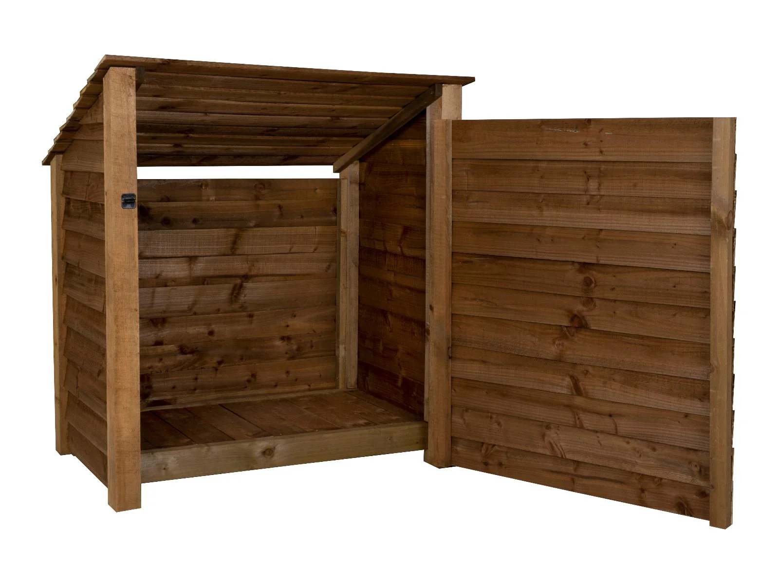 Wooden Garden Tool Storage (Roof Sloping Back) W-119cm, H-126cm or 180cm, D-88cm - Brown Finish - Image 4