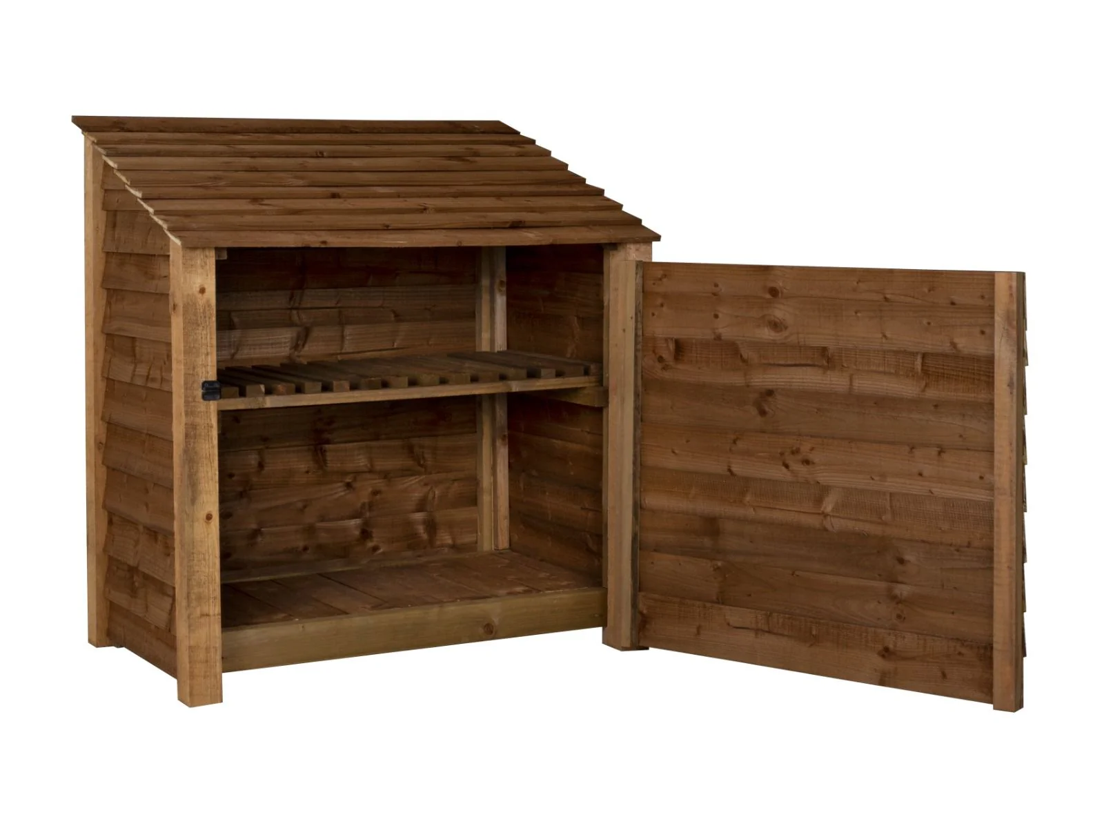 Wooden Garden Tool Storage with Shelf W-119cm, H-126cm or 180cm, D-88cm - Brown Finish - Image 4