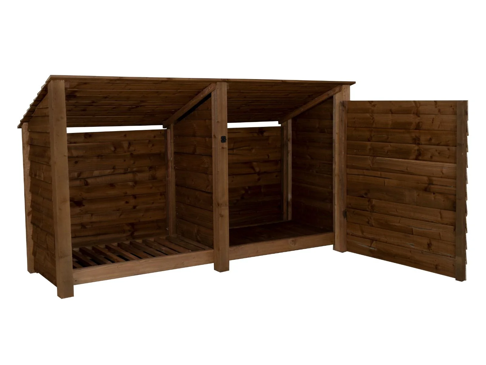Wooden Garden Tool Storage (Roof Sloping Back) W-227cm, H-126cm or 180cm, D-88cm - Brown Finish - Image 5