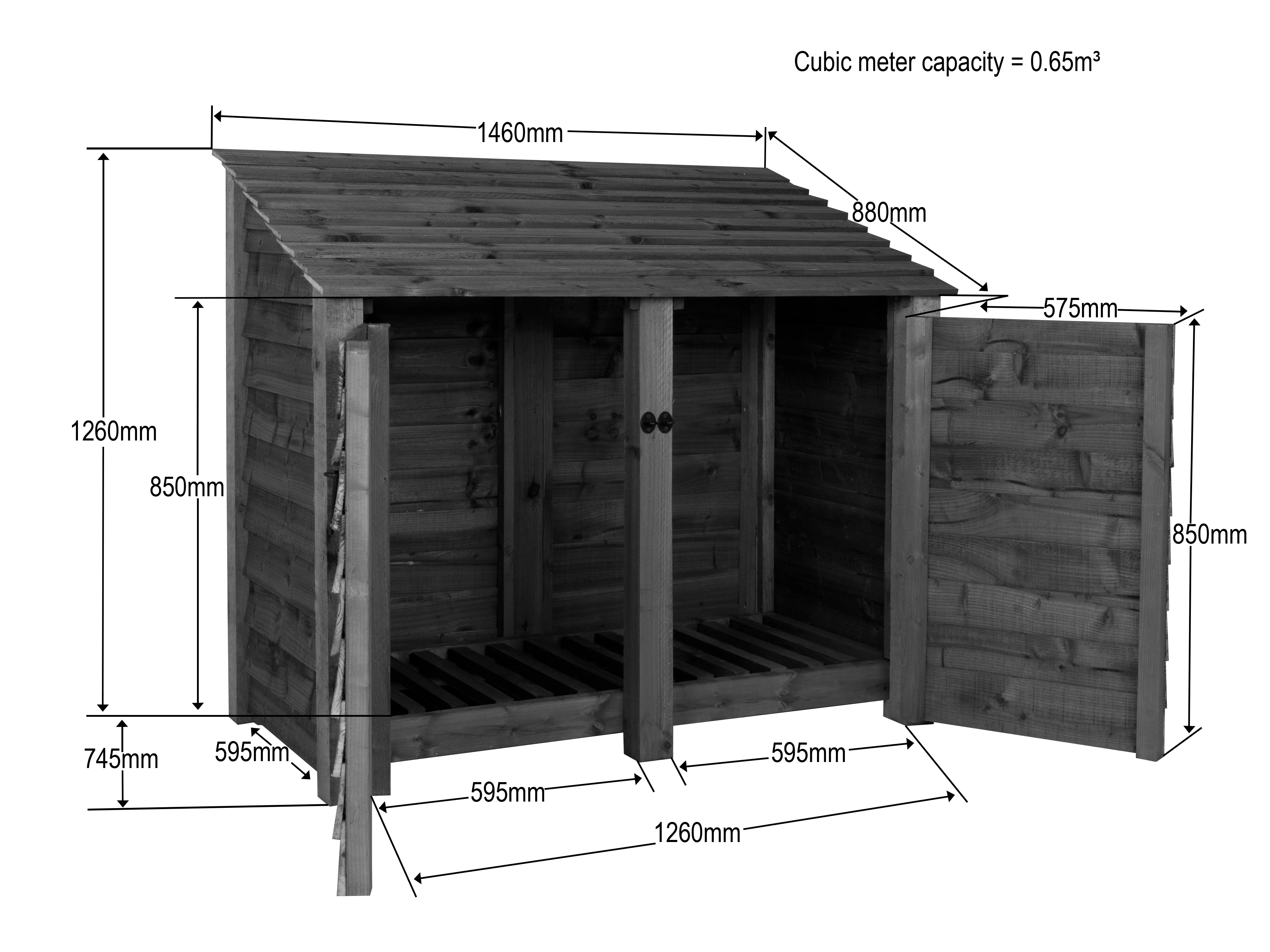 Wooden Garden Tool Storage W-146cm, H-126cm or 180cm, D-88cm - Brown Finish - Image 6