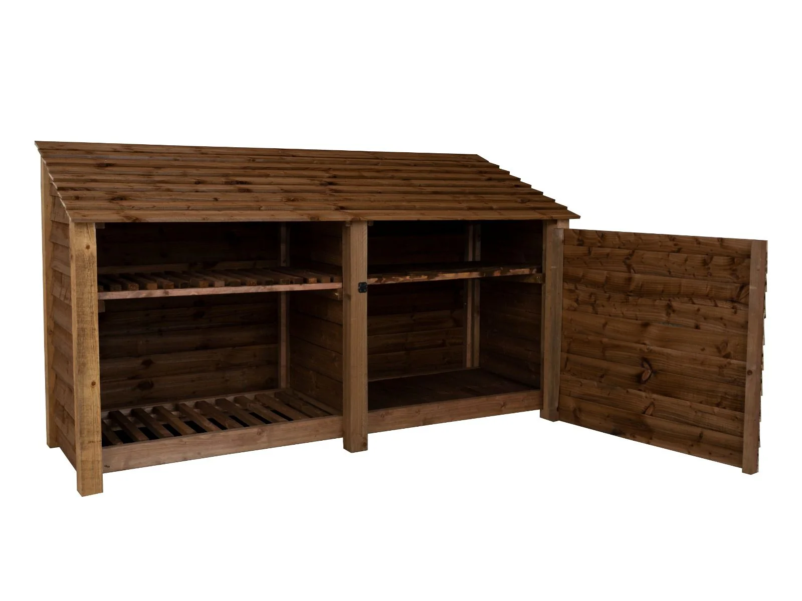 Wooden Garden Tool Storage with Shelf W-227cm, H-126cm or 180cm, D-88cm - Brown Finish - Image 7
